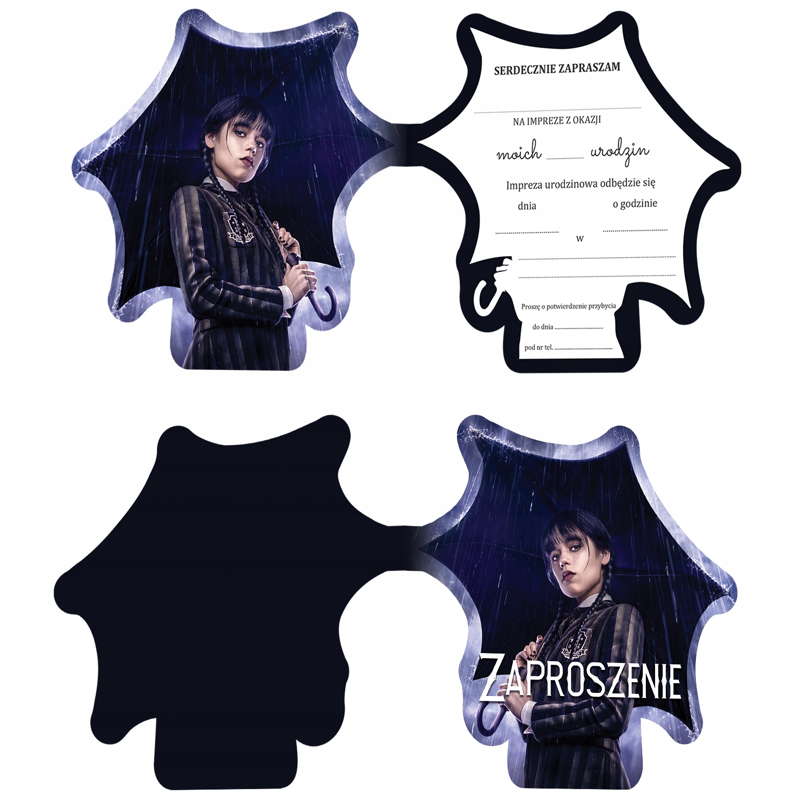 ZAPROSZENIE NA URODZINY WEDNESDAY ADDAMS Z2 Wysokość produktu 14 cm