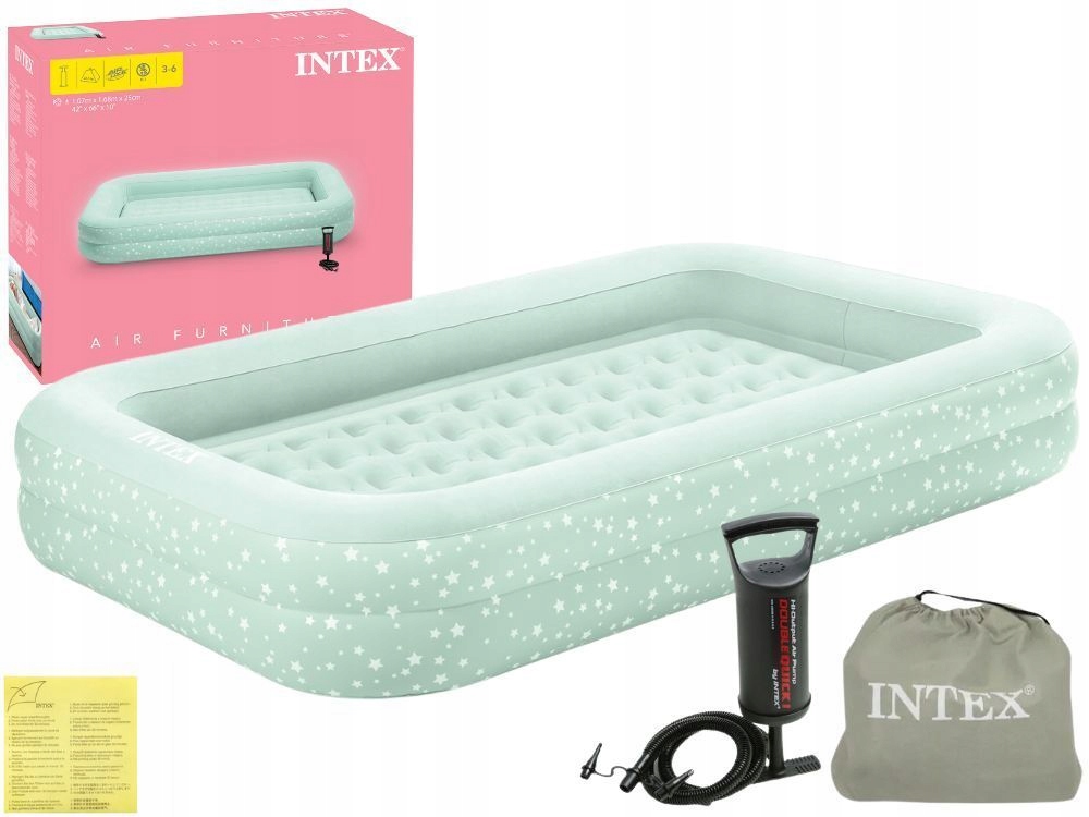 Materac Dmuchany Welurowy Jednoosobowy Łóżko 168x107x25 Intex 66810 New2026