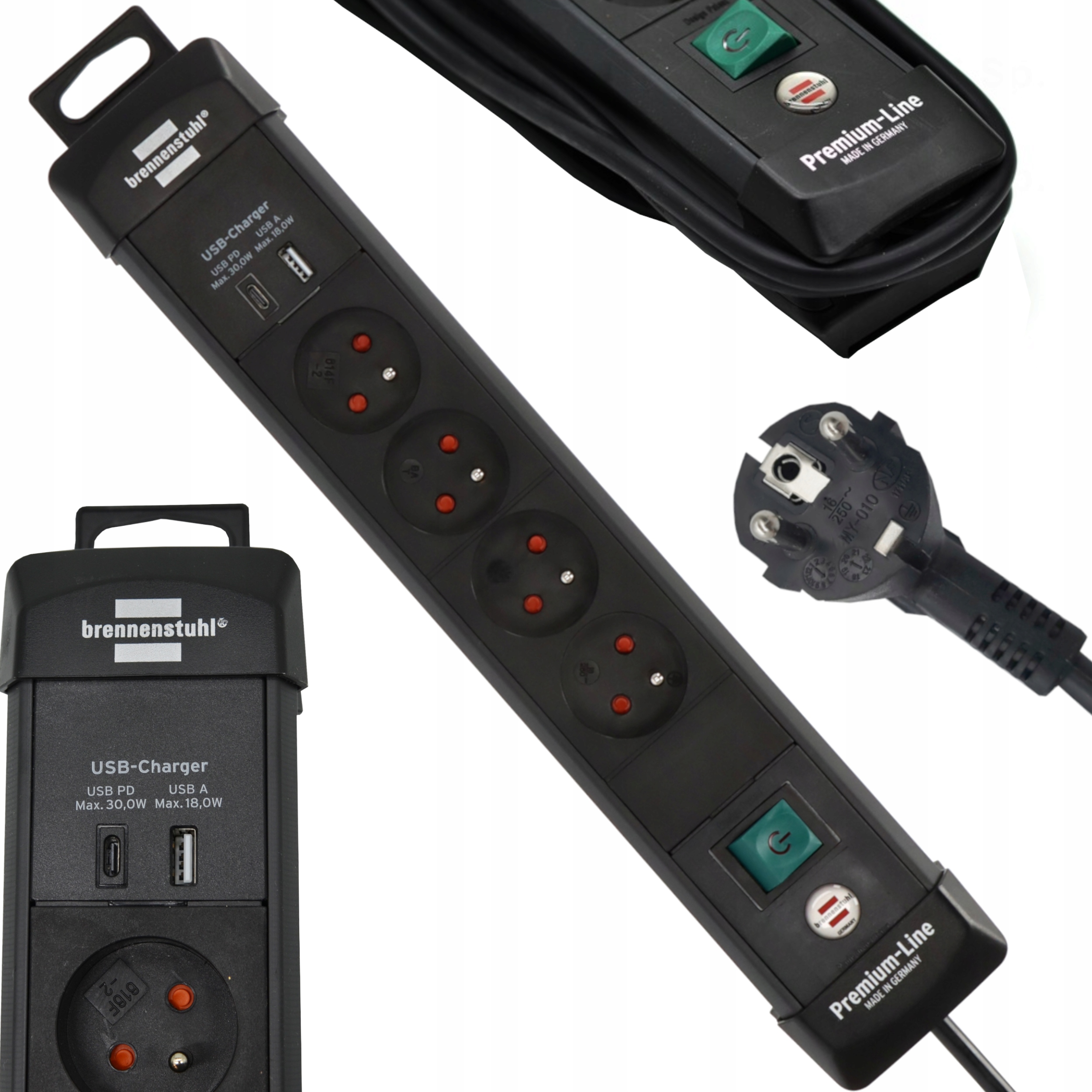 Listwa Elektryczna Przedłużacz Zasilający 4 Gniazda Usb KABEL1,8M Wyłącznik