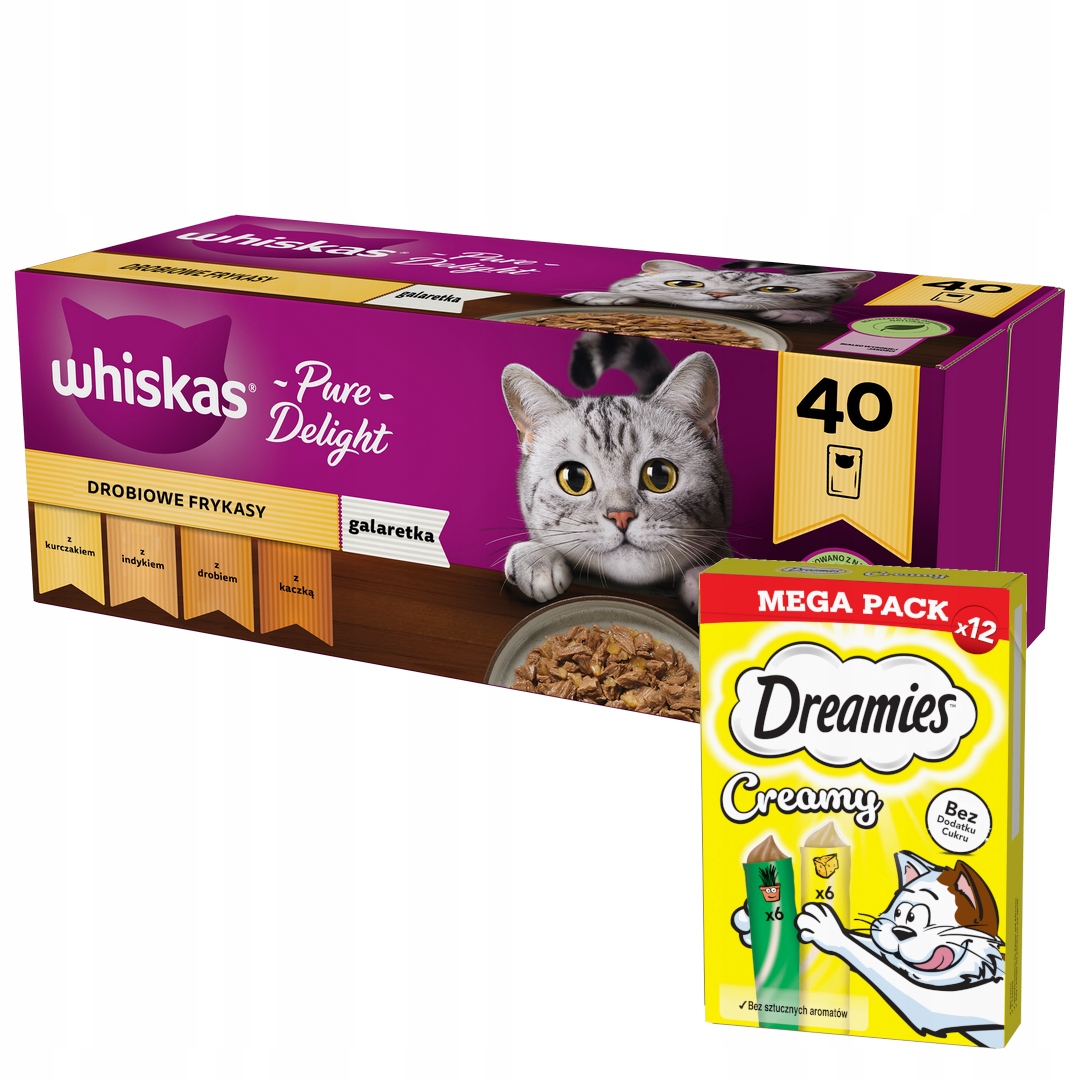 Levně Whiskas krmivo pro Krmivo drůbeží pro kočky 40x85 g sýrové Pamlsek 12x10 g