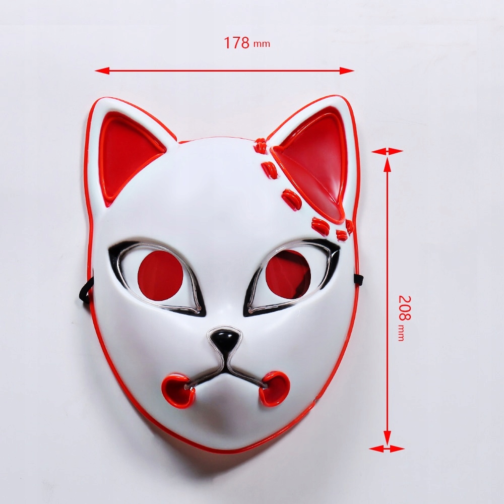MASKA ŚWIECĄCA KOT CAT CZERWONA LED NEON HALLOWEEN Kolor dominujący wielokolorowy