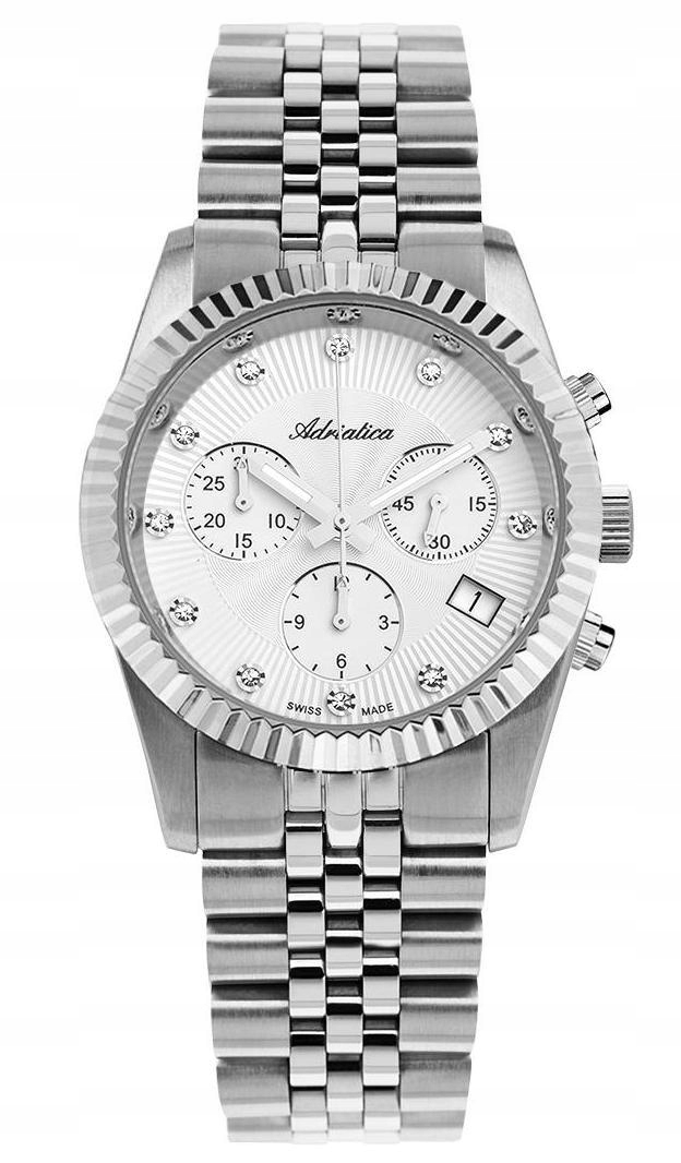 Nové Originální dámské hodinky Adriatica A3809.5143CH Chronograf stříbrné