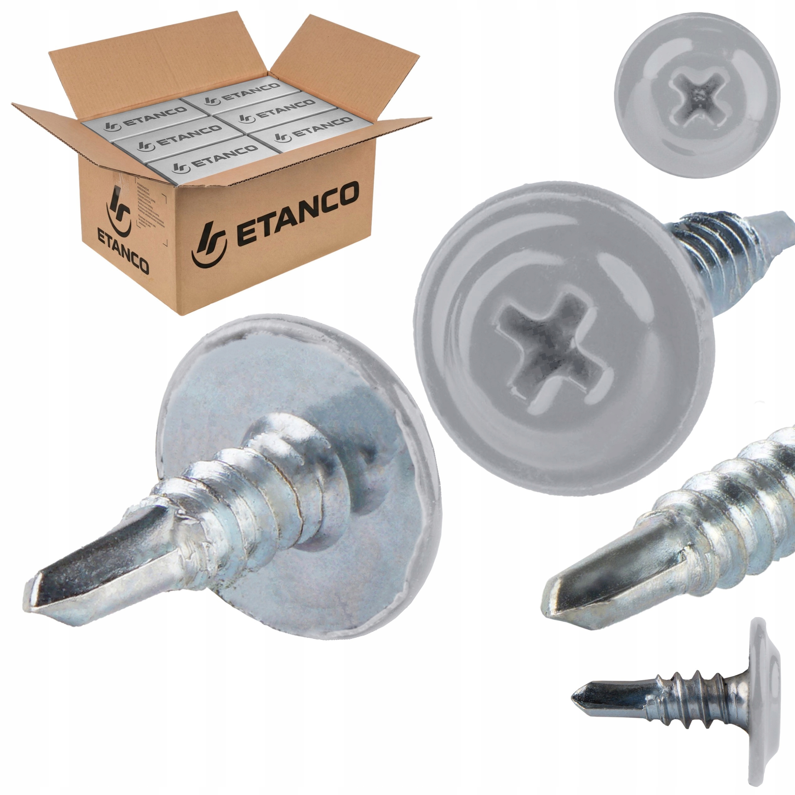 Samorezné podložkové skrutky 4,2 x 13 mm Ral 9006 2000 ks Etanco Gm-b