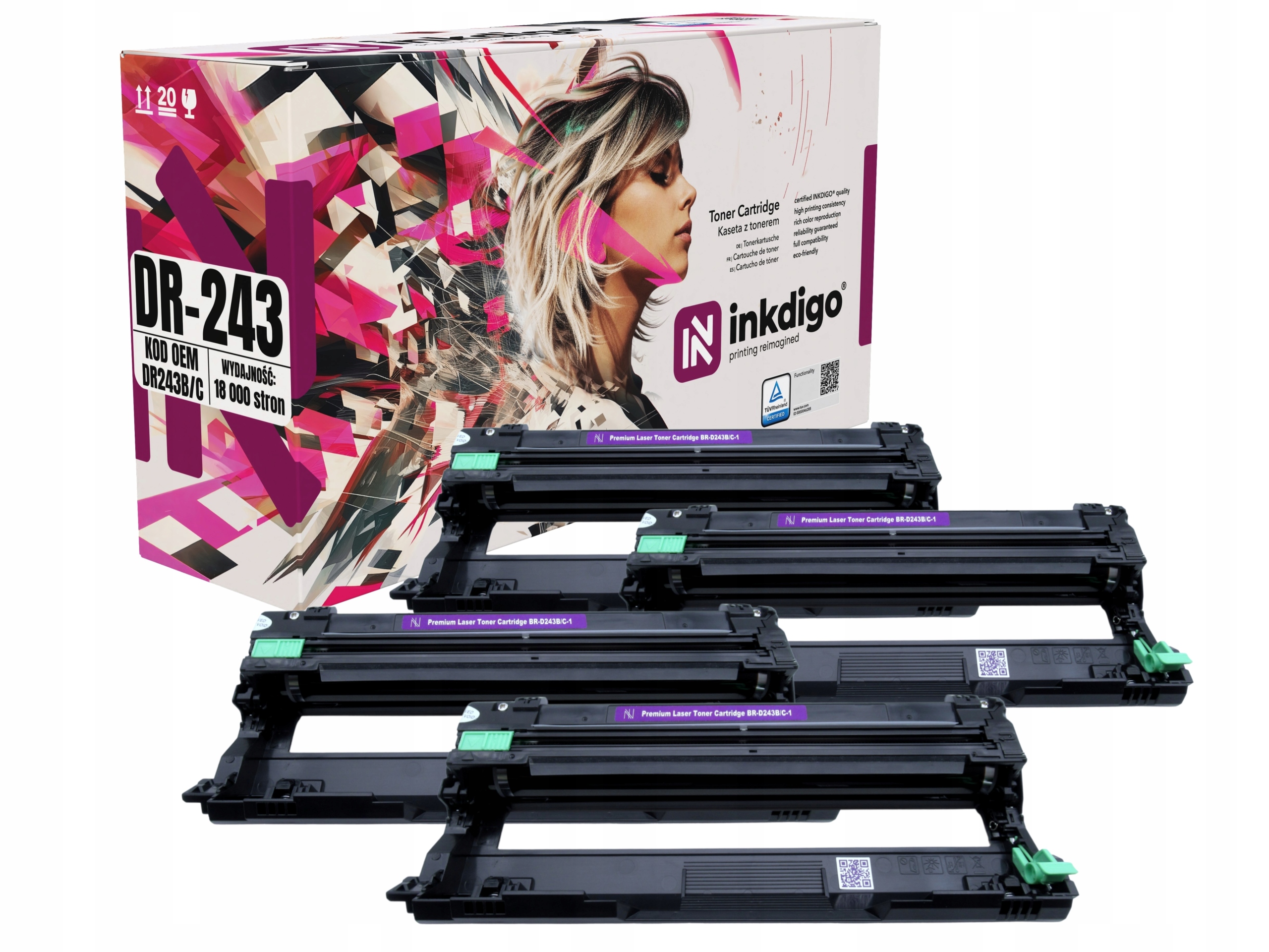 4x Brother Bęben DR-243CL Cmyk Premium Brother DCP-L3510CDW DCP-L3550CDW