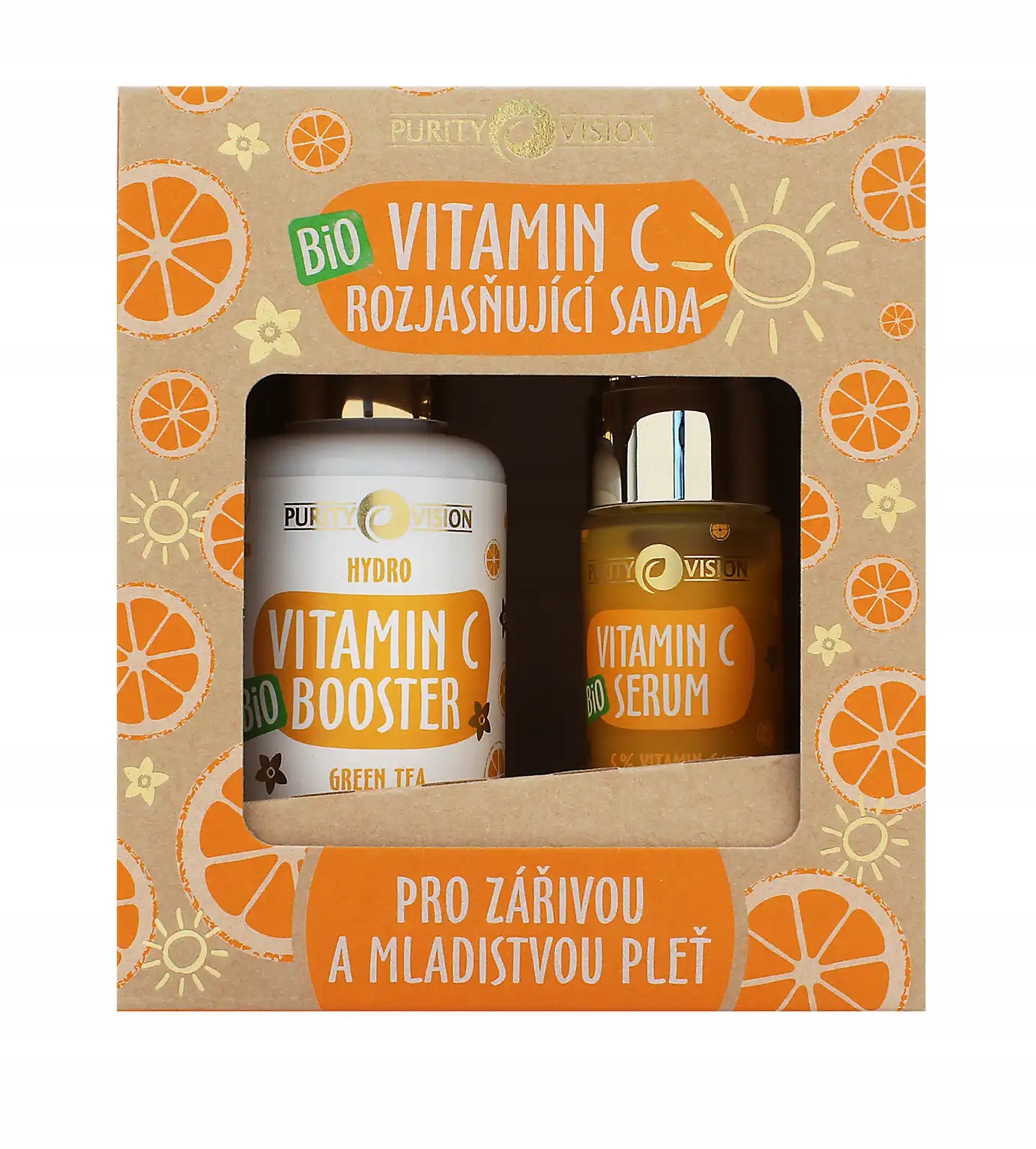 Purity Vision Bio Vitamin C rozjasňující sada booster 100 ml sérum 30 ml