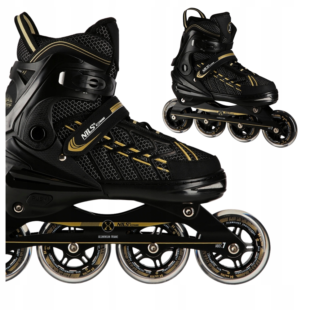 Brusle 2v1 Kolečkové Brusle s regulací Rekreační Pro Mládež černo-zlaté 39-42