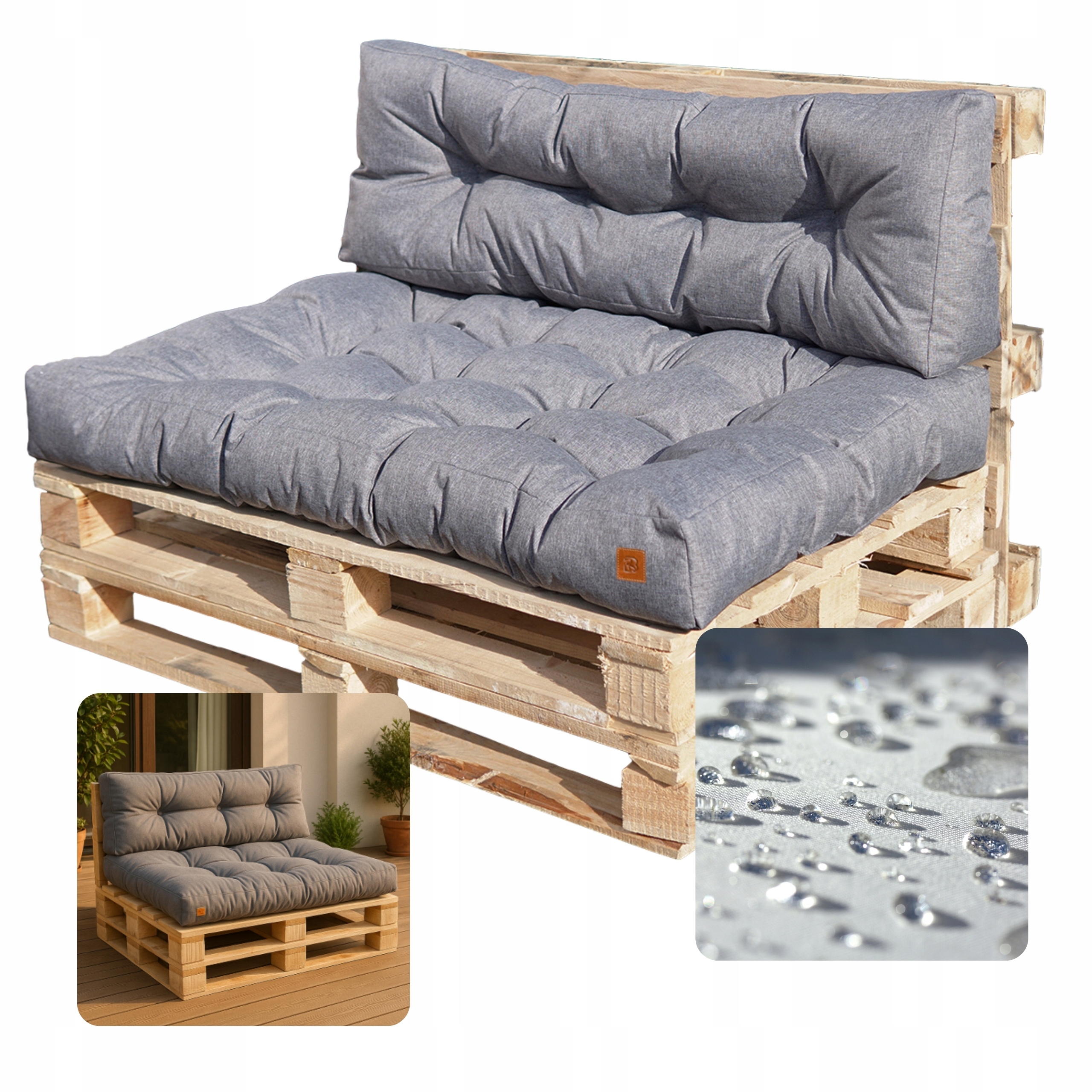 Záhradné vankúše Set na euro palety nábytok Prešívaný Vodotesný 120x80