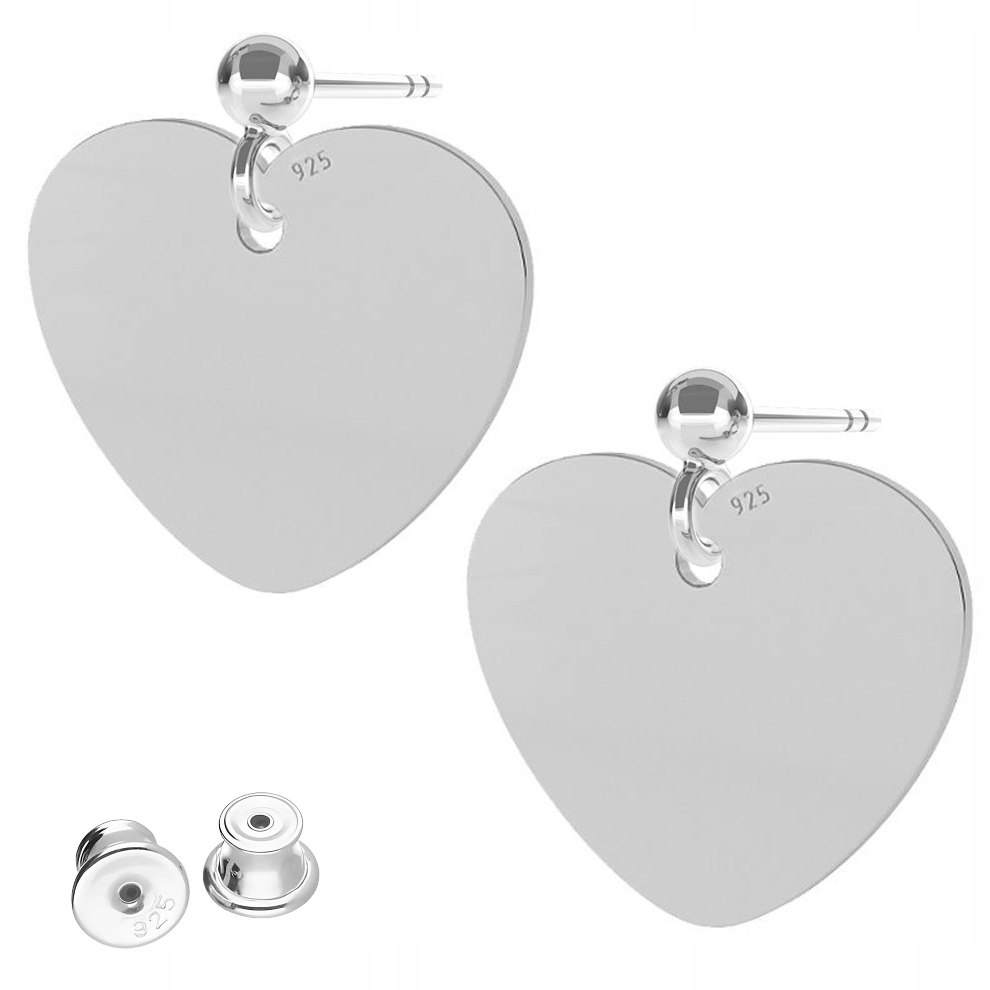 Stříbrné Náušnice Plech se srdíčky Srdce Srdíčko Plechy Stříbro 925