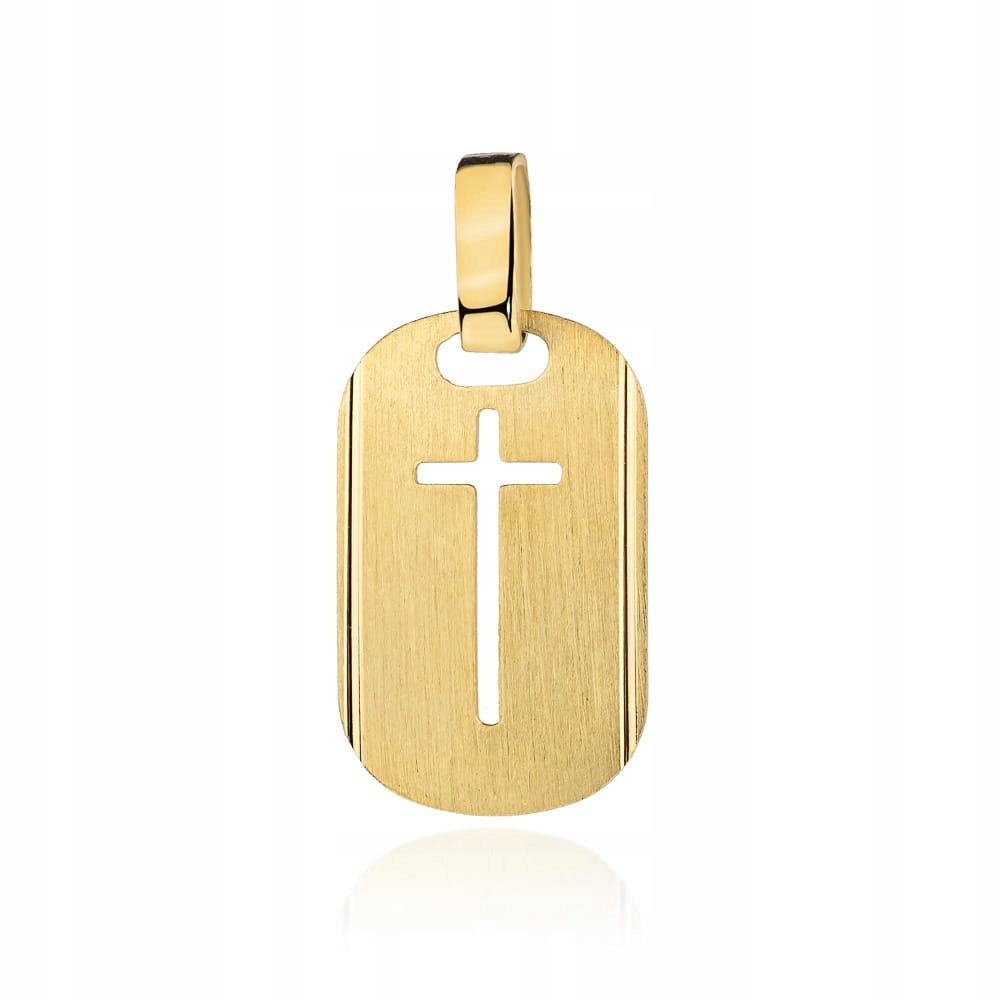 Zlatý medailon 585, saténová destička s křížkem, jedinečný dárek 14k