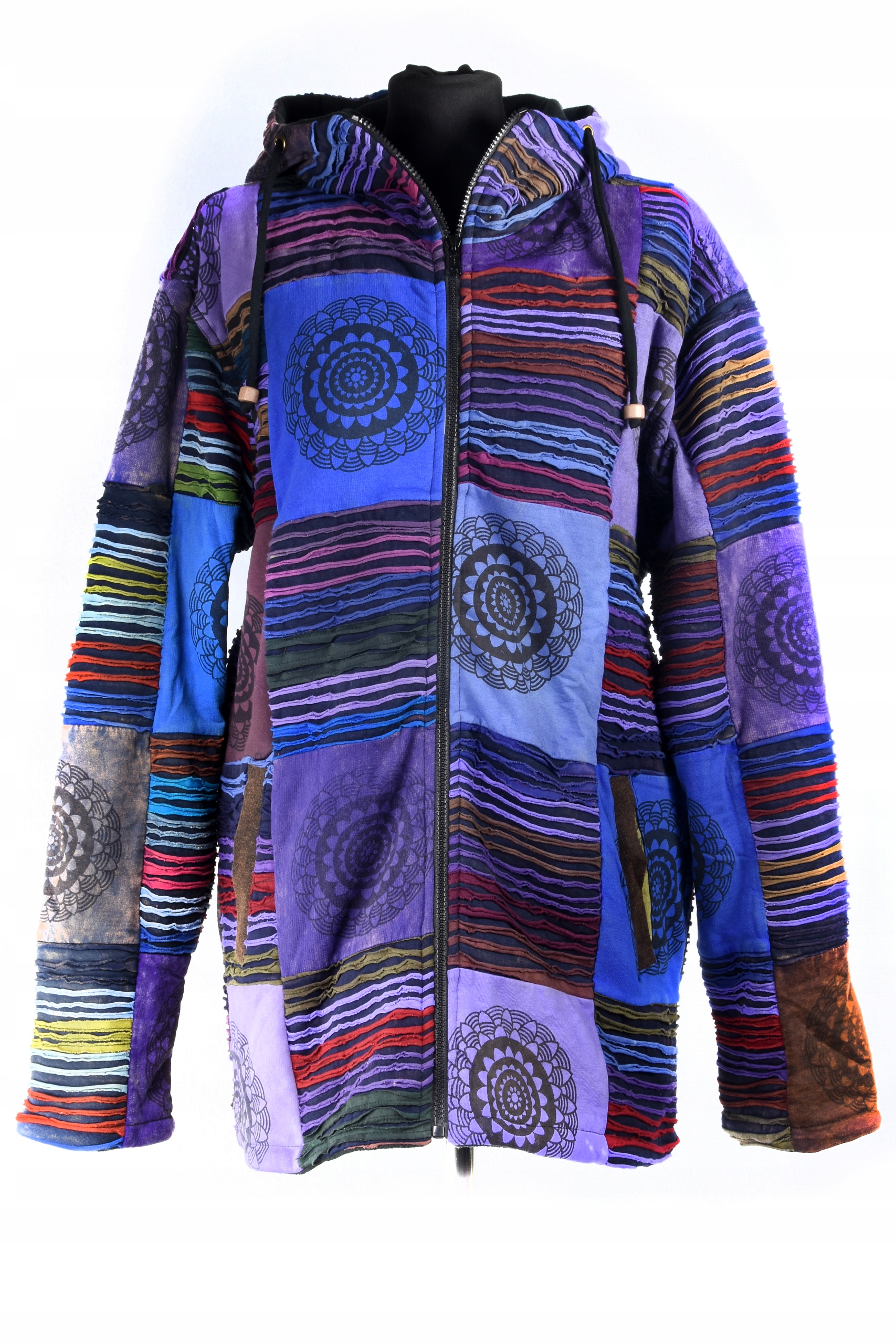 Mikina patchwork Himalájská bavlna fleece Umělecká barevná