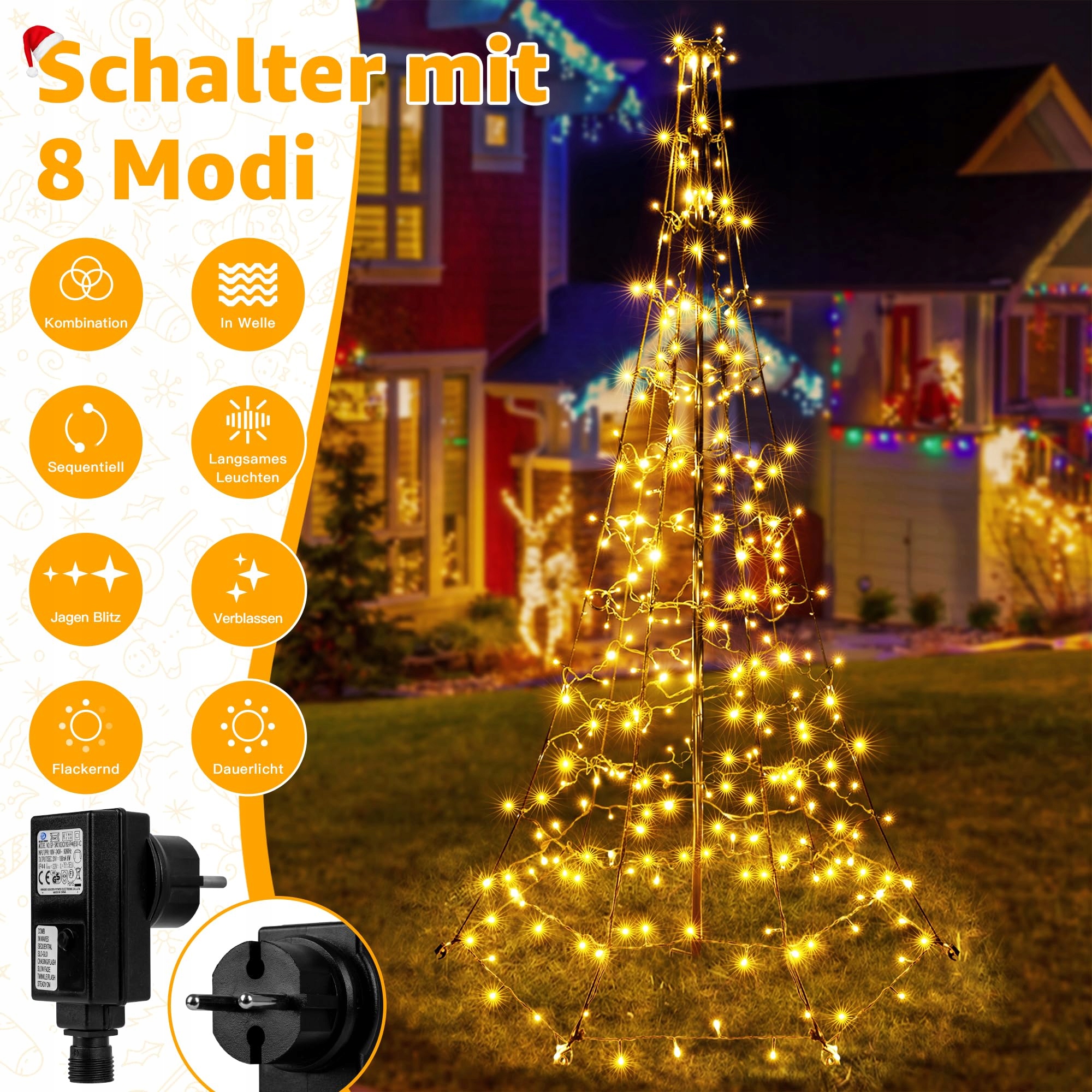 OLLNY Lampki Choinkowe 234 LED 18m 8 Trybów IP44 Wodoodporne — miniatura 2