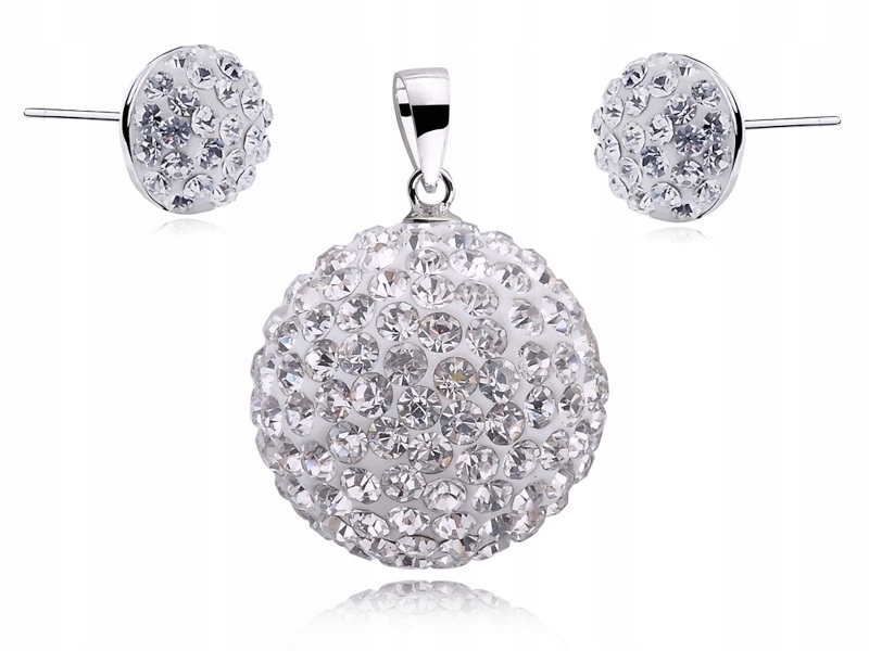

Komplet Białe Półkule Kula Kulka Swarovski Cristal