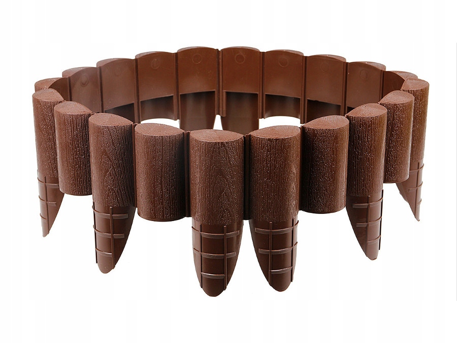 Palisada ogrodowa płotek plastikowy brąz 2,4m Wytrzymałe Obrzeże Trawnikowe Materiał tworzywo sztuczne