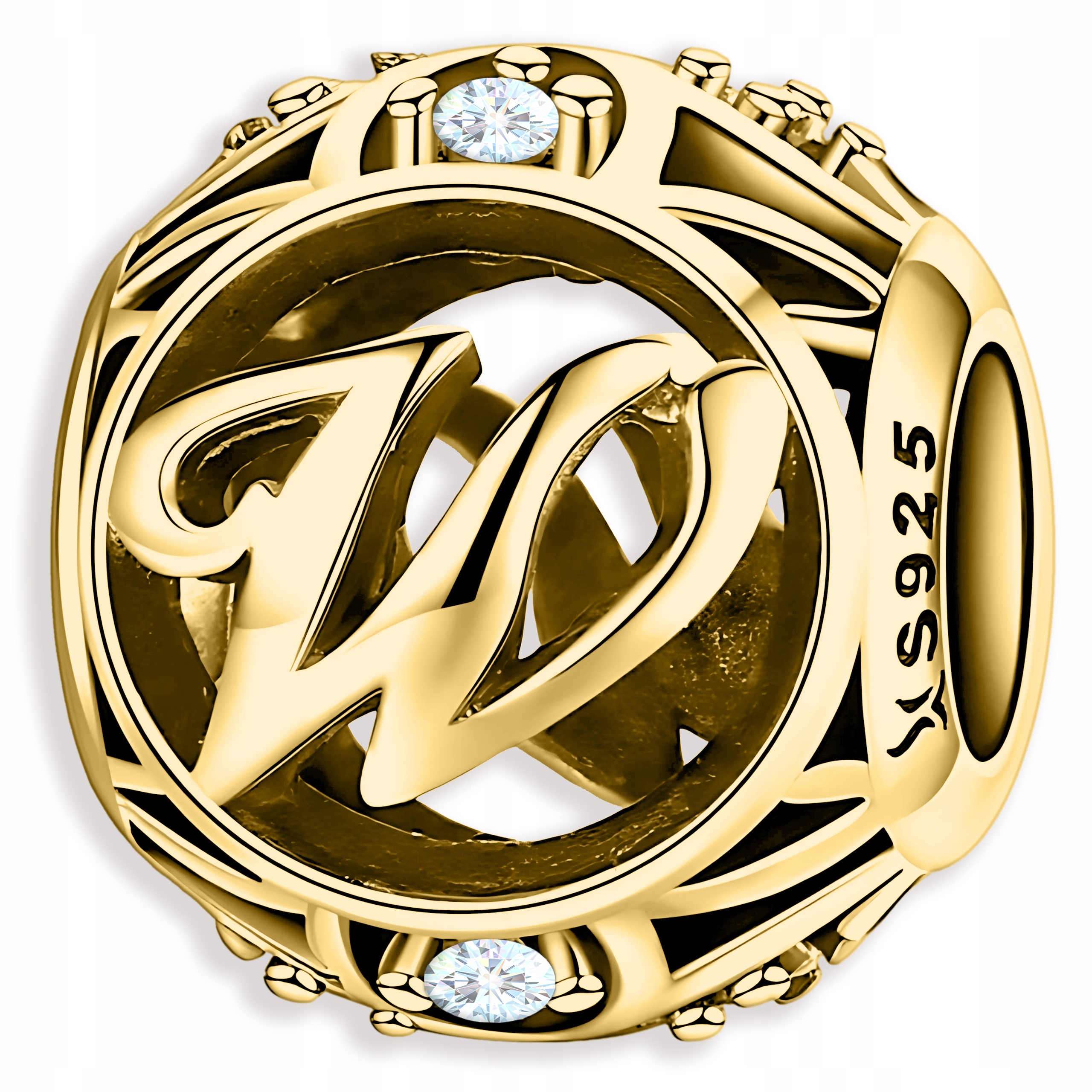 Zlatý Přívěsek s Písmenem Pozlácený 585 Jméno Květina Iniciál Písmeno W Stříbro 925