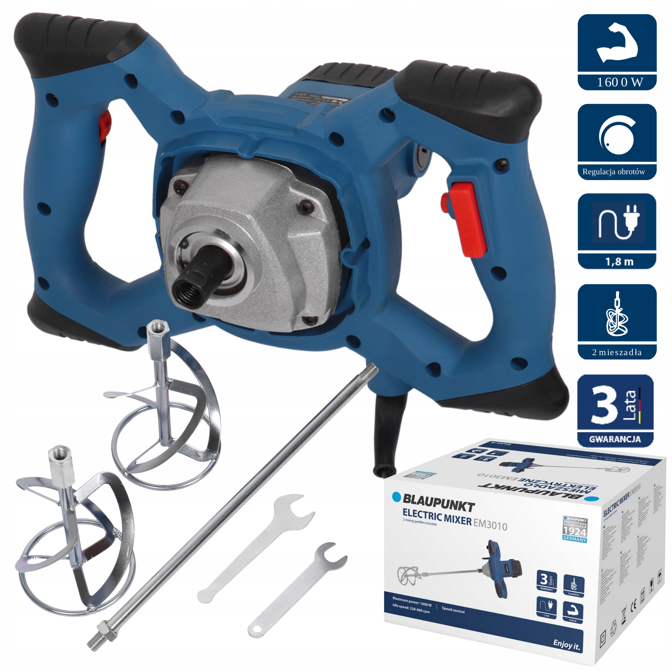 Mieszadło Elektryczne Do Kleju Zapraw Farb Betonu 2x Mieszalnik Regulacja