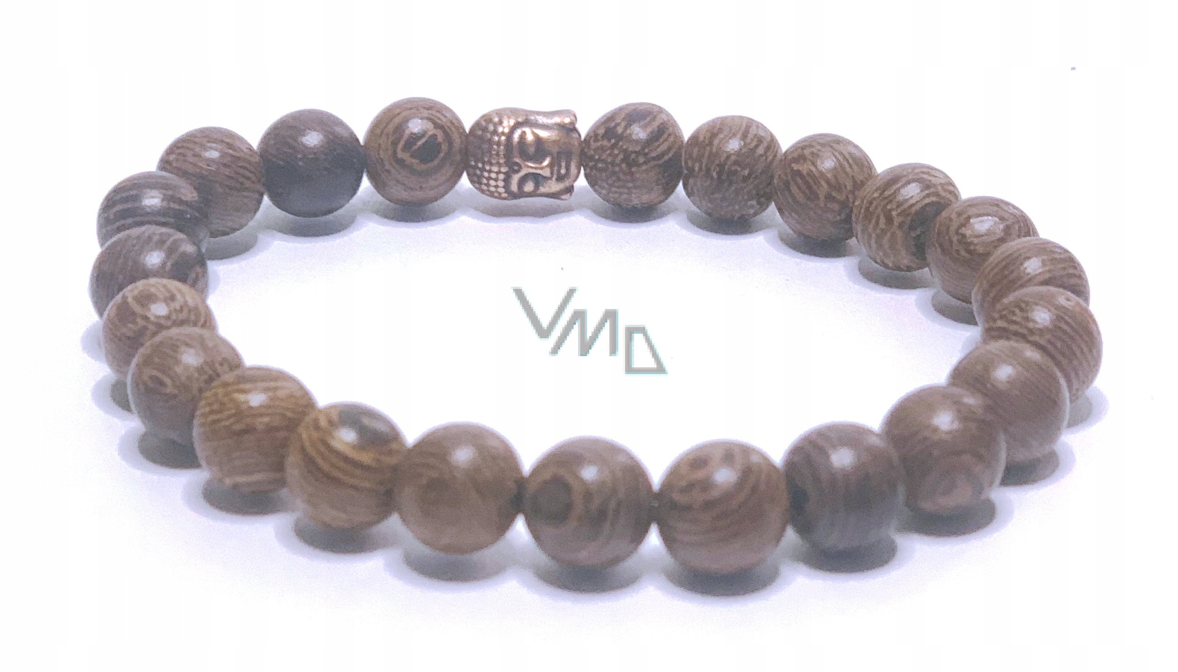 Náramek dřevěný přírodní tmavý 8mm/ 16 17cm,