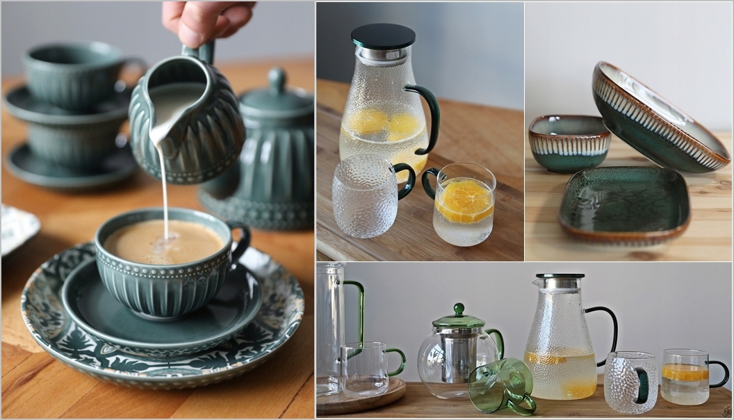 Ceramiczna MISKA 12cm linia MOSAIQUE OLIVE miseczka SALATERKA wzór Kolor biały odcienie brązu i beżu odcienie zieleni