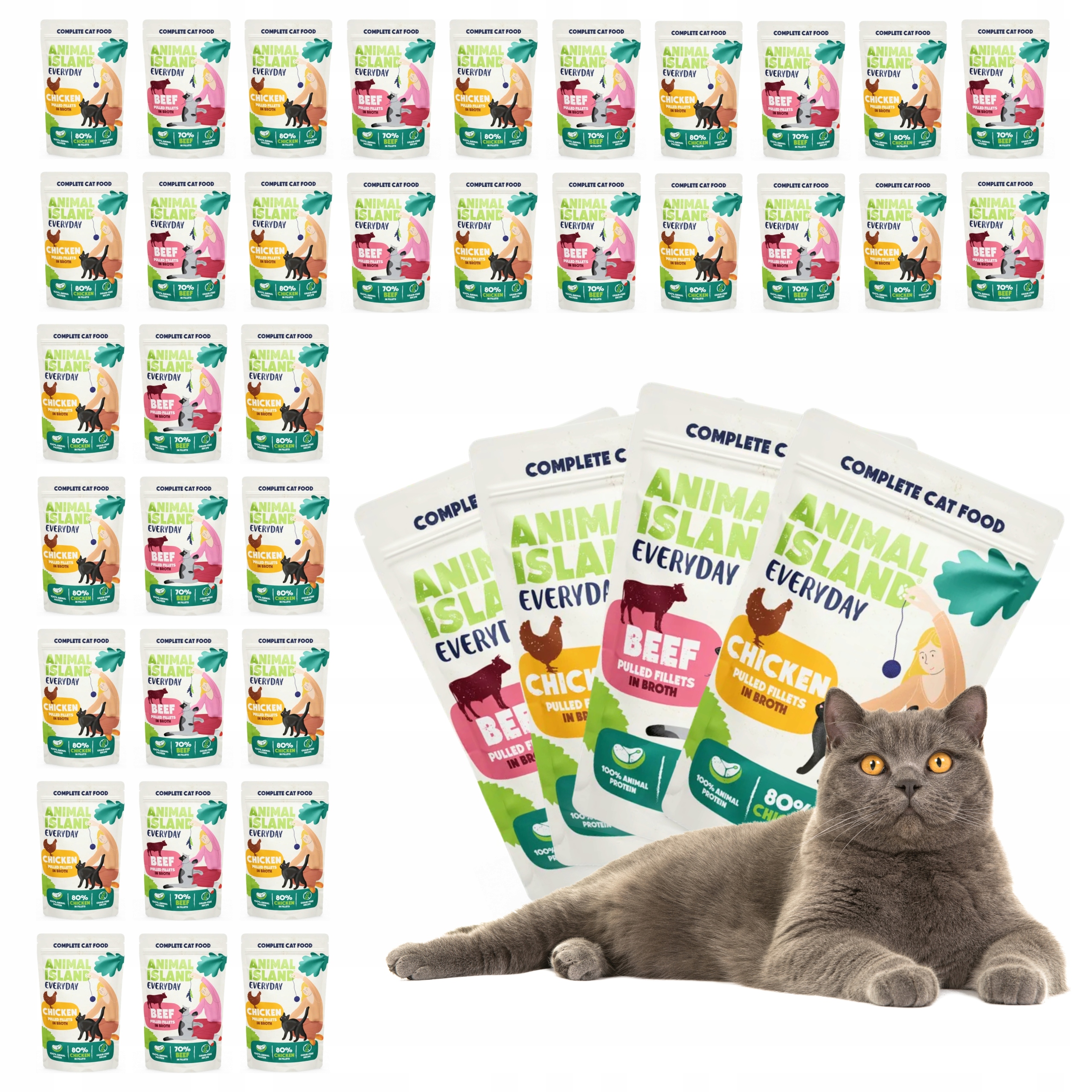 Levně Animal Island Everyday Menu Box Hovězí Kuřecí 40x85 g Sada sáčků