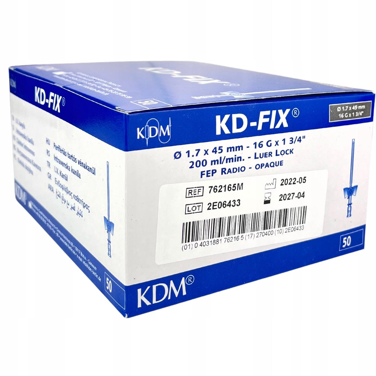 

Wenflon kaniula 50szt. 1,7 x 45mm Szary KDfix Kdm