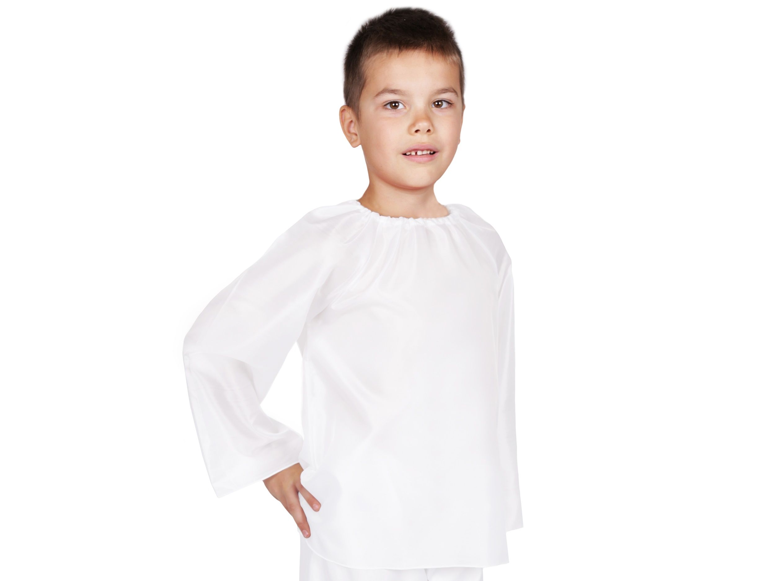 KOSZULA DŁUGI RĘKAW STRÓJ BIAŁA 116-128 Rozmiar 128