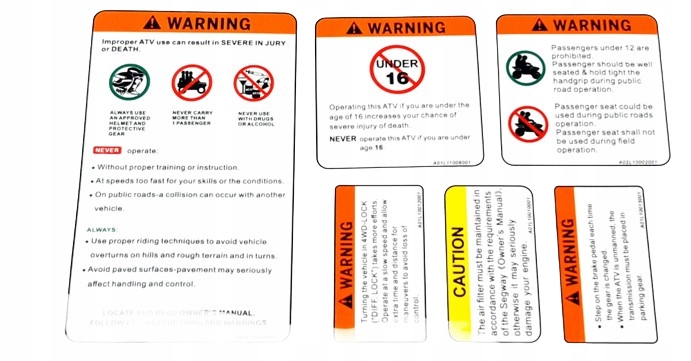 ZESTAW OKLEINA NAKLEJKI OSTRZEGAWCZE SERWISOWE Segway Snarler AT6S 570/600