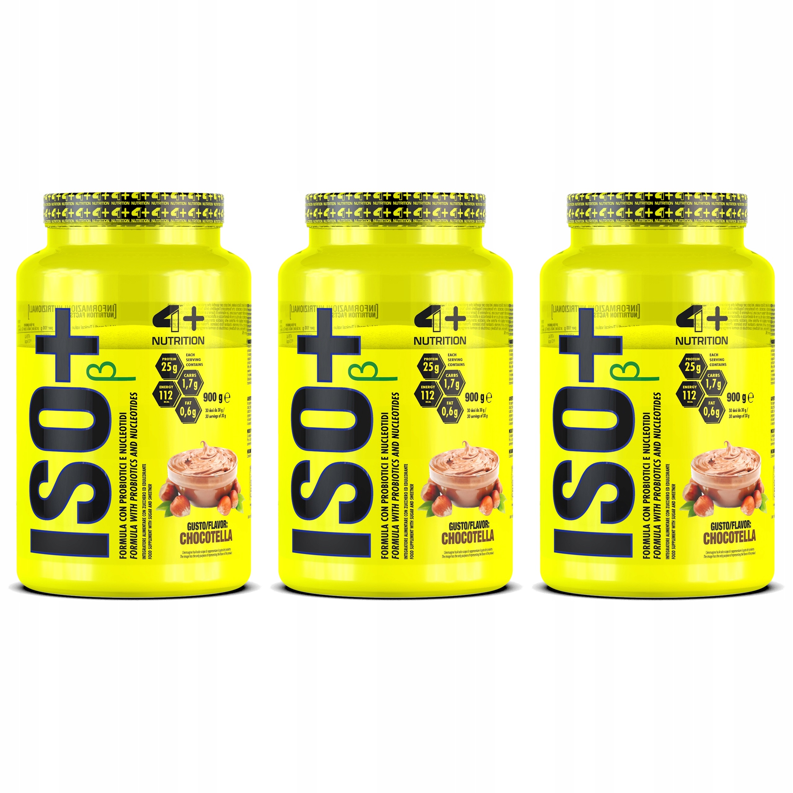 3x Iso+ Probiotics 4+ Nutrition Proteinový Izolát 900 g Bcaa L-Leucin
