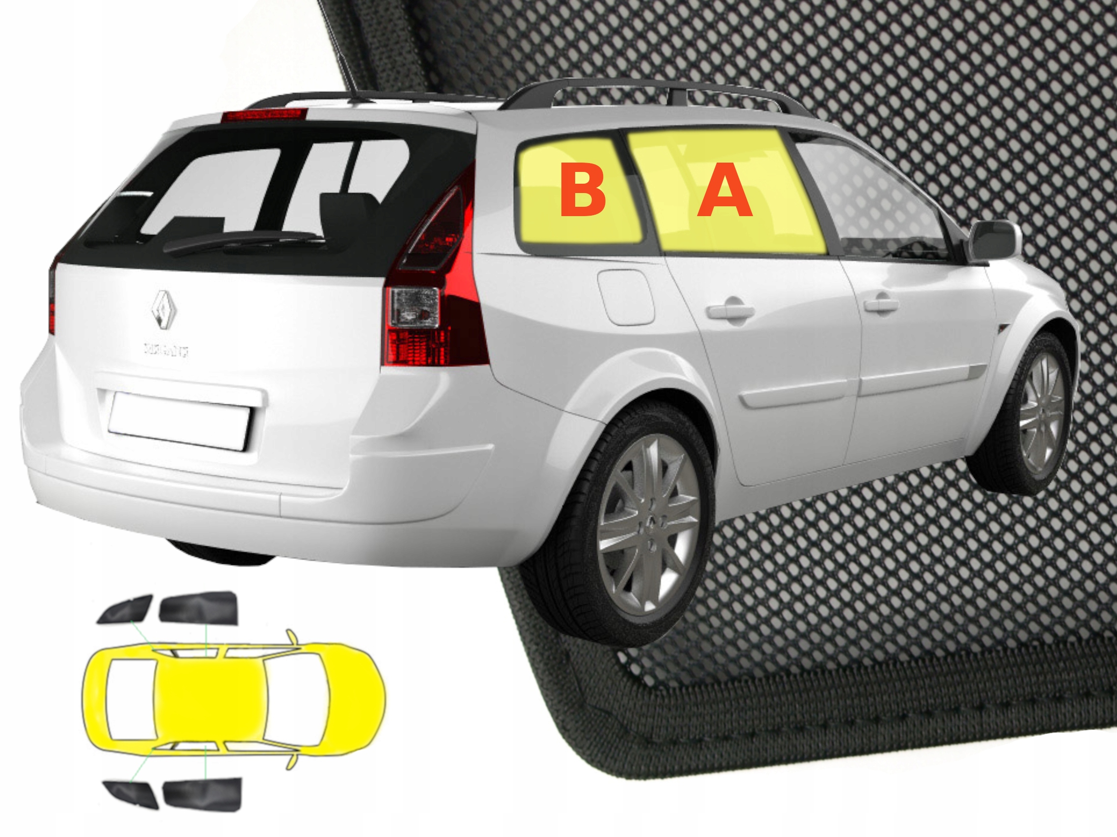 Krytky sluneční clony pro Renault Megane II 2 kombi