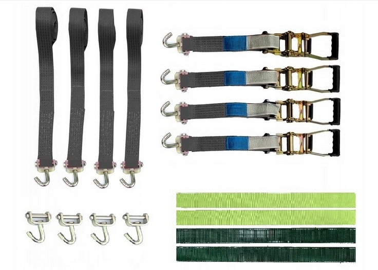 Přepravní pásy 3PKT 4T/3M/50mm Pogumované rukojeti Tráva Otočné háky 4%