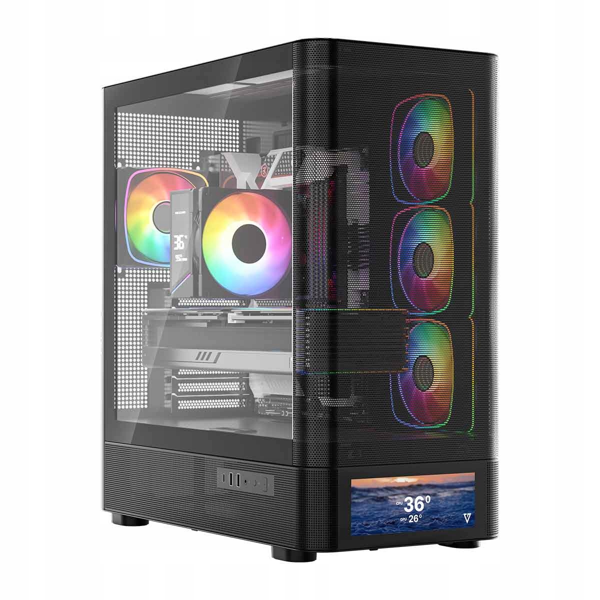 Herní počítačová skříň Modecom Volcano AQ500 Argb MIDI černá