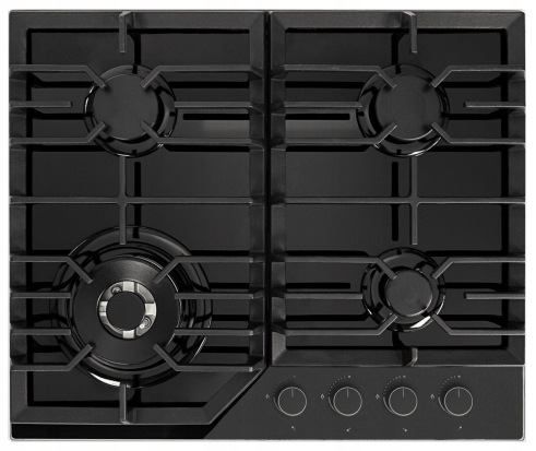 Plynová deska Kernau KGH6431TCIB 4 hořáky sklo černá, litinové rošty
