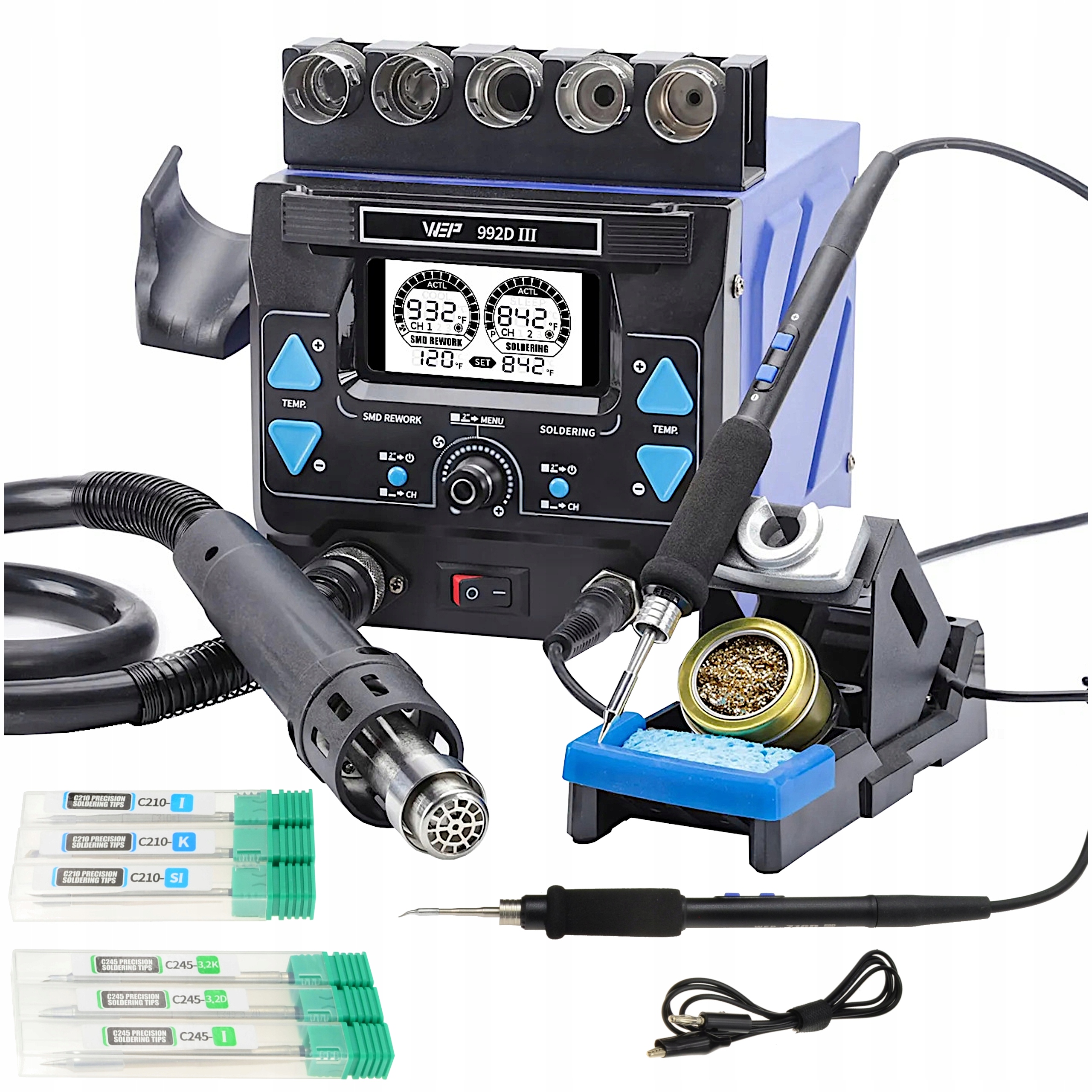 Stacja Lutownicza Precyzyjna Hotair Wep 992D-III 1220W kolby C245 C210