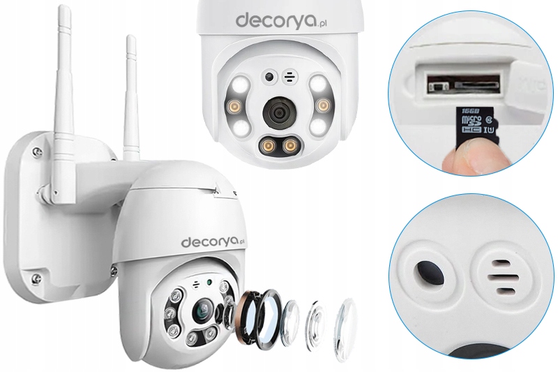 ZEWNĘTRZNA KAMERA IP OBROTOWA WIFI IP66 Z CZUJNIKIEM RUCHU MONITORING DOMU Głębokość produktu 10 cm