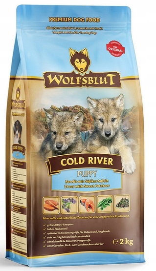 Wolfsblut Dog Cold River Puppy – pstruh a batáty 2 kg