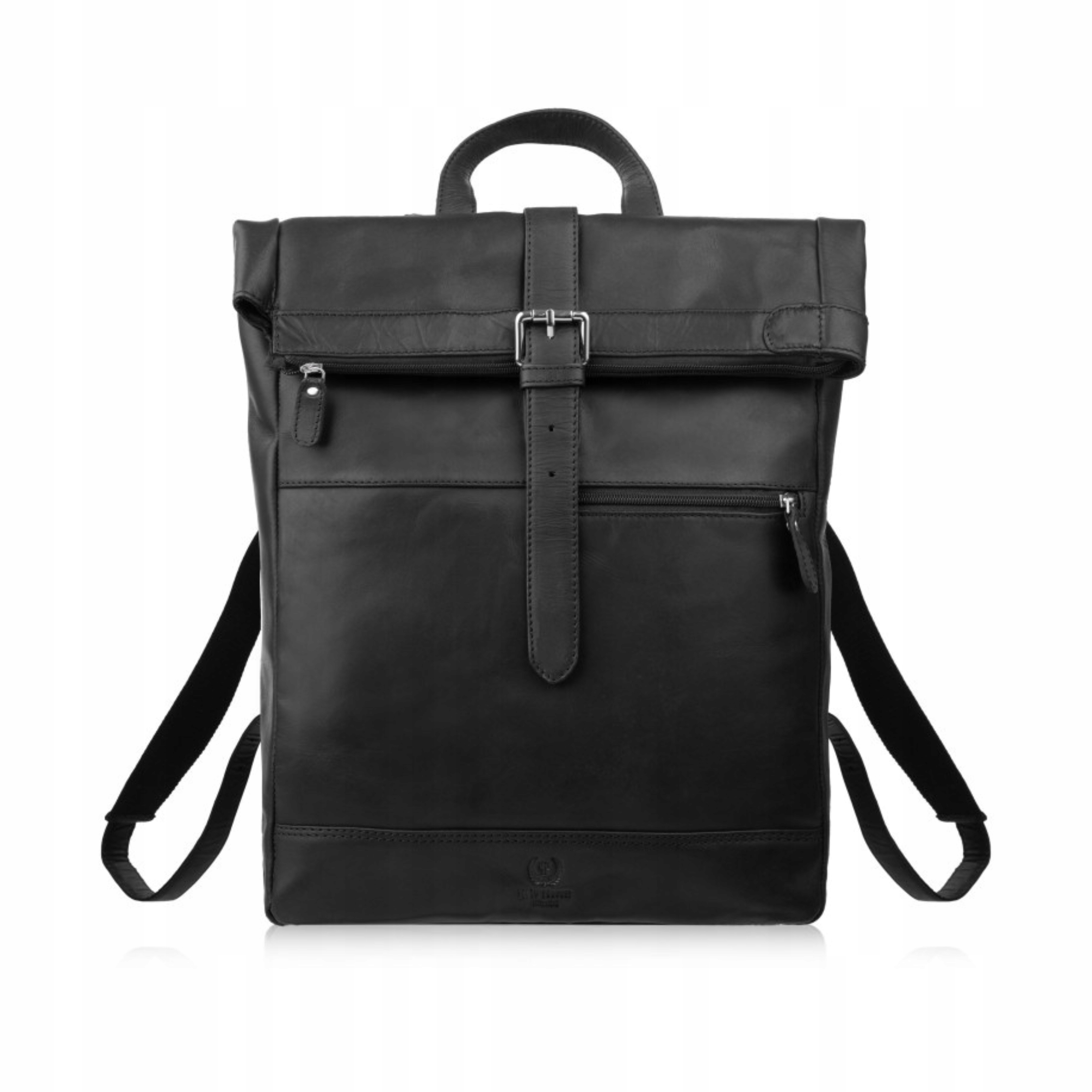 Batoh Roll Top na notebook Dokumenty Unisex Kožený Paolo Peruzzi Černý