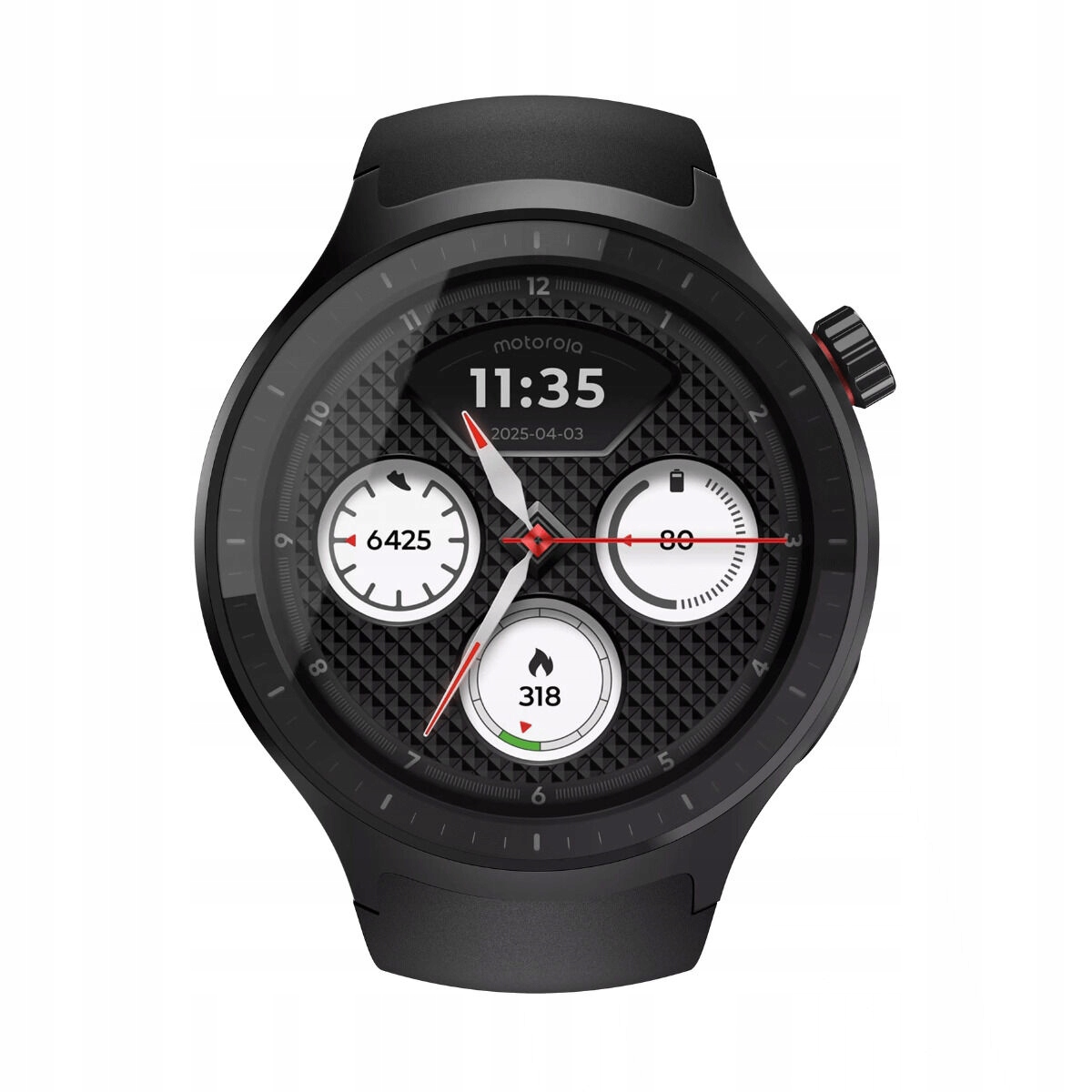 Chytré Hodinky Motorola Moto Watch 47 mm Gps Černá Volcanic Ash Silicone Black