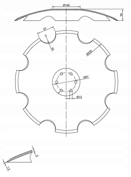 Talíř brány 520x5 KM060304N