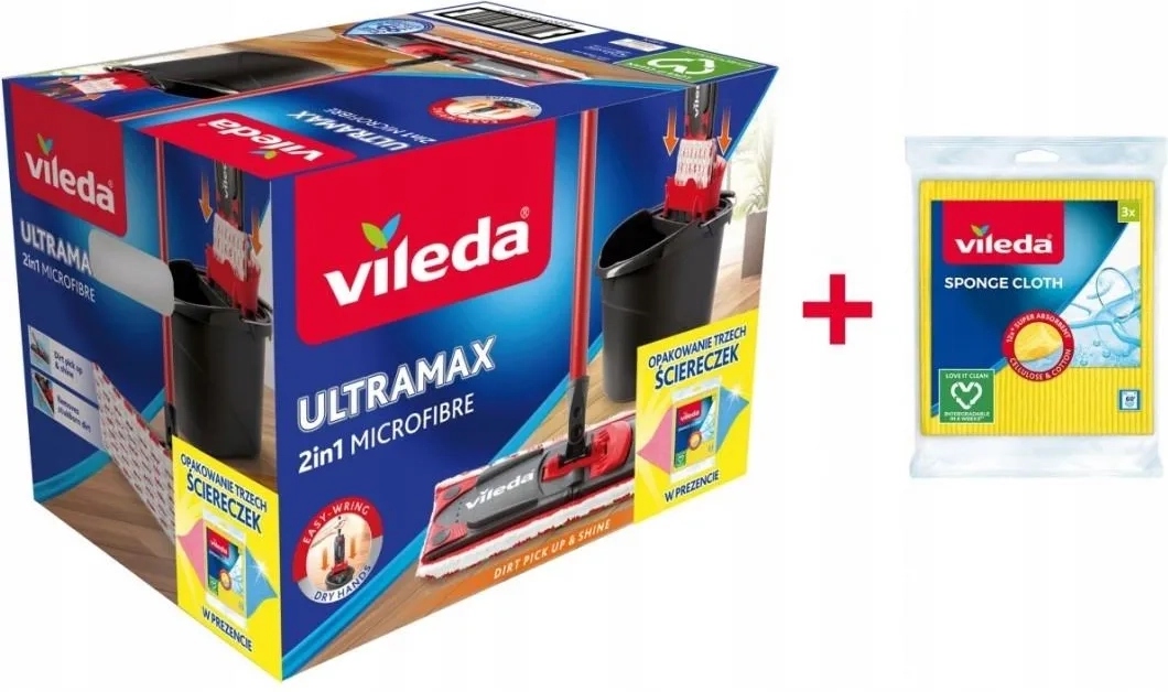 Levně Plochý mop Ultramax Box s vědrem Vileda hadry bonus