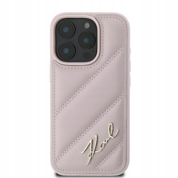 Karl Lagerfeld Quilted Signature Pouzdro pro iPhone 16 (růžové)