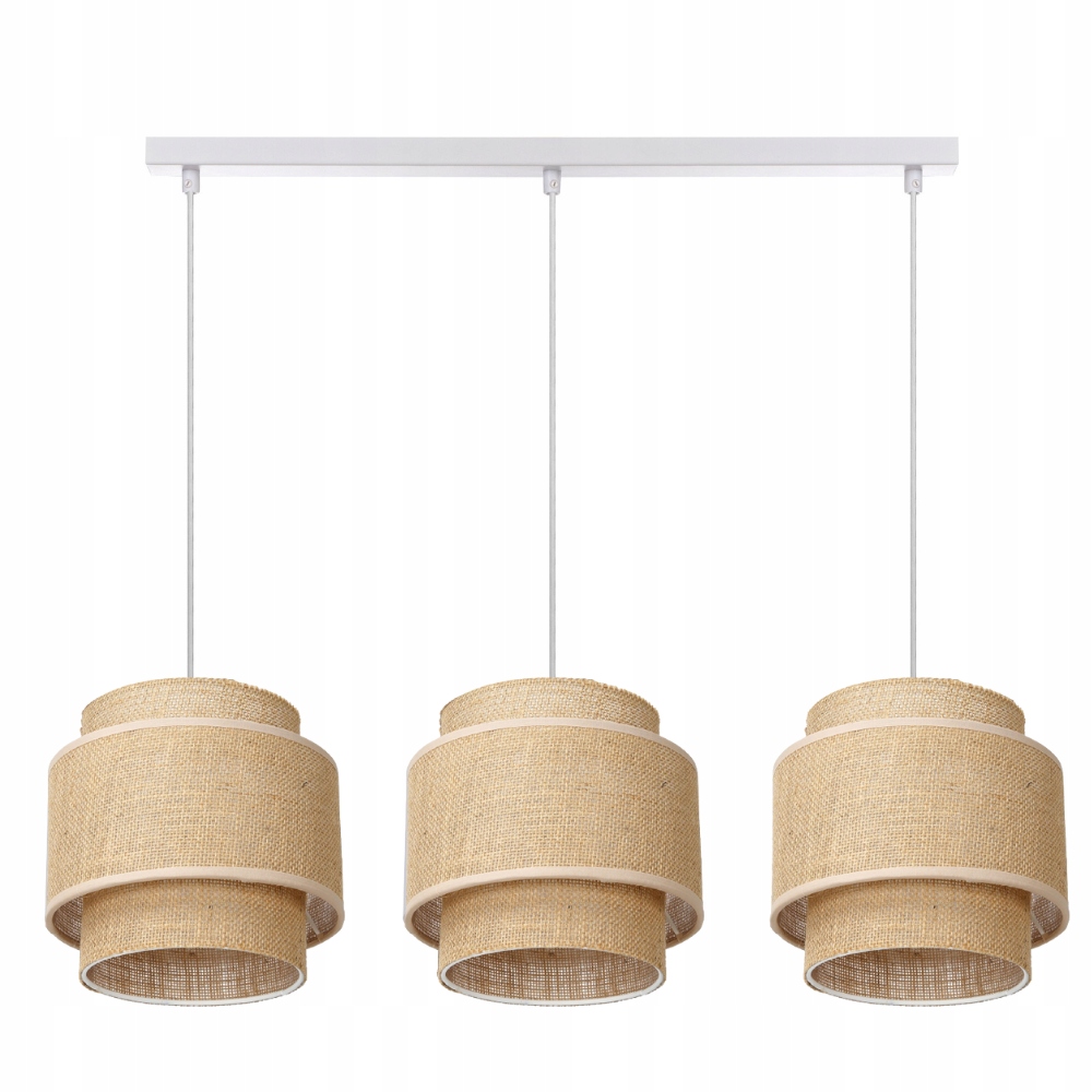 Závěsná Stropní Lampa Boho Juta S Trojitou Lištou