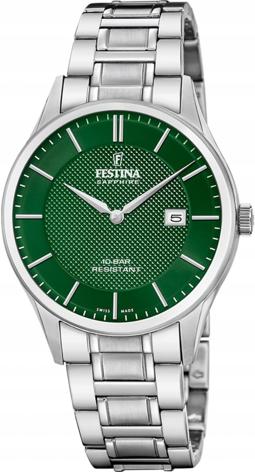 Pánské hodinky Festina 20067/5 zelené klasické na plavání
