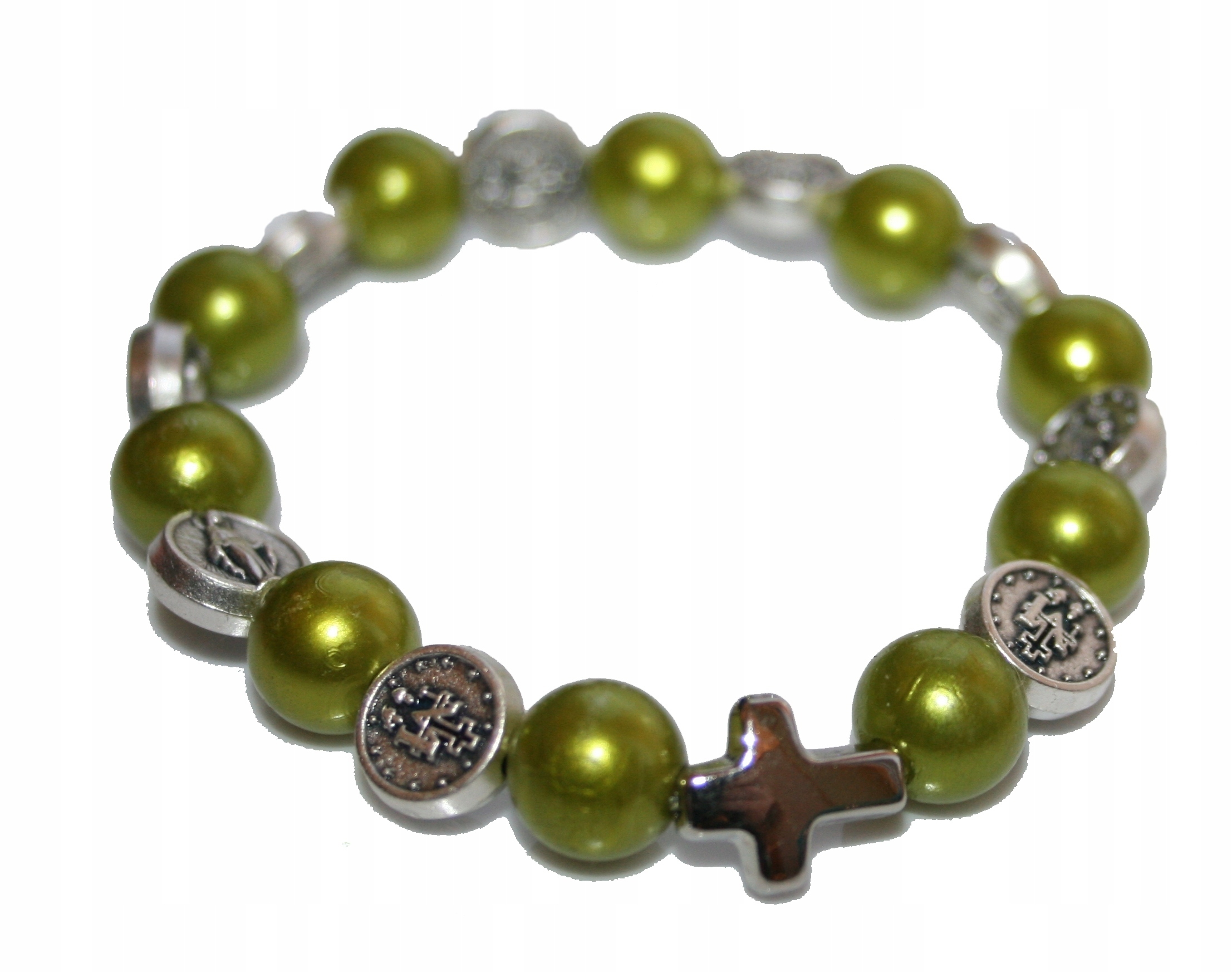 

Dziesiątka Różaniec na rękę cudowny medalik zieleń