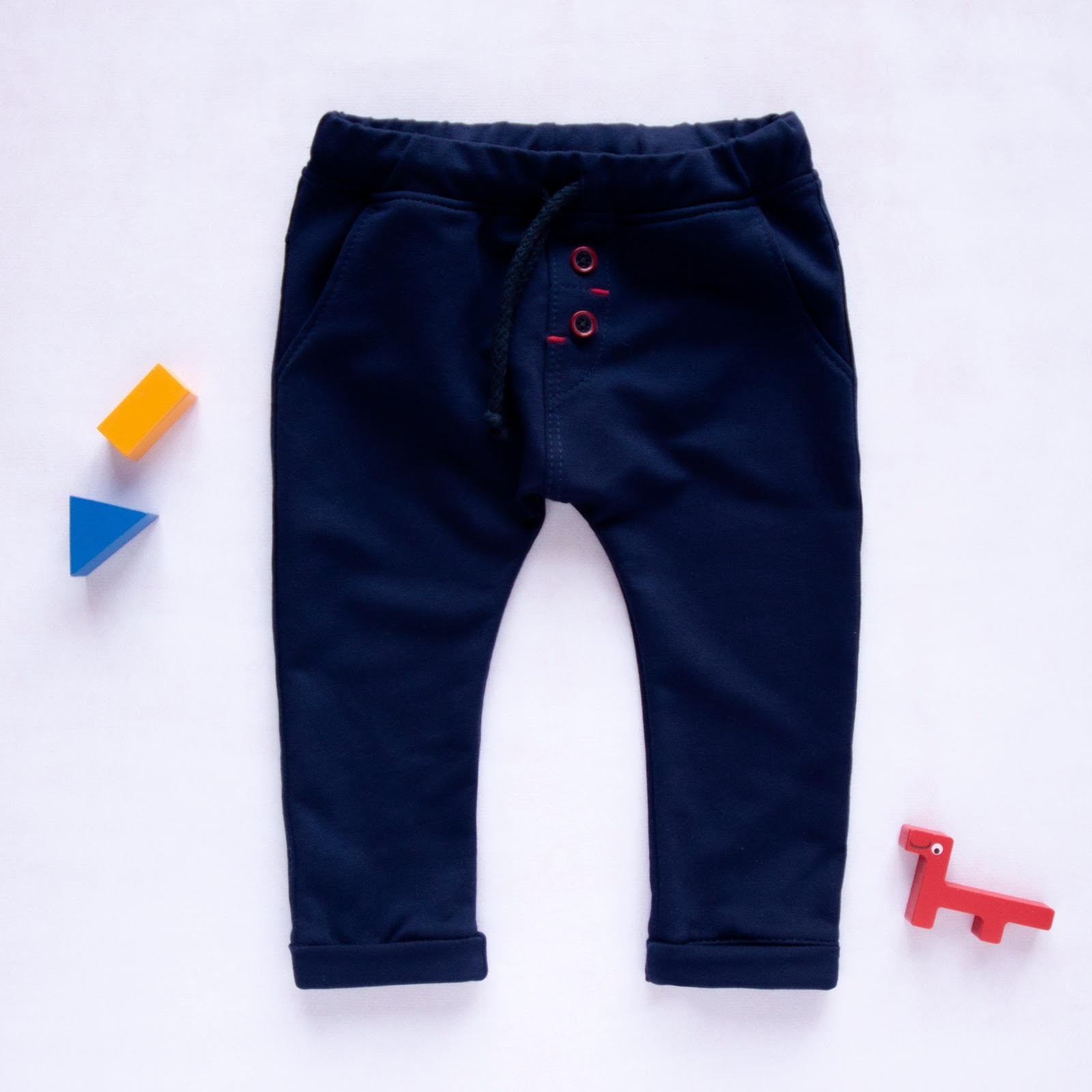 

Spodnie z patkami granat, rozm. 86