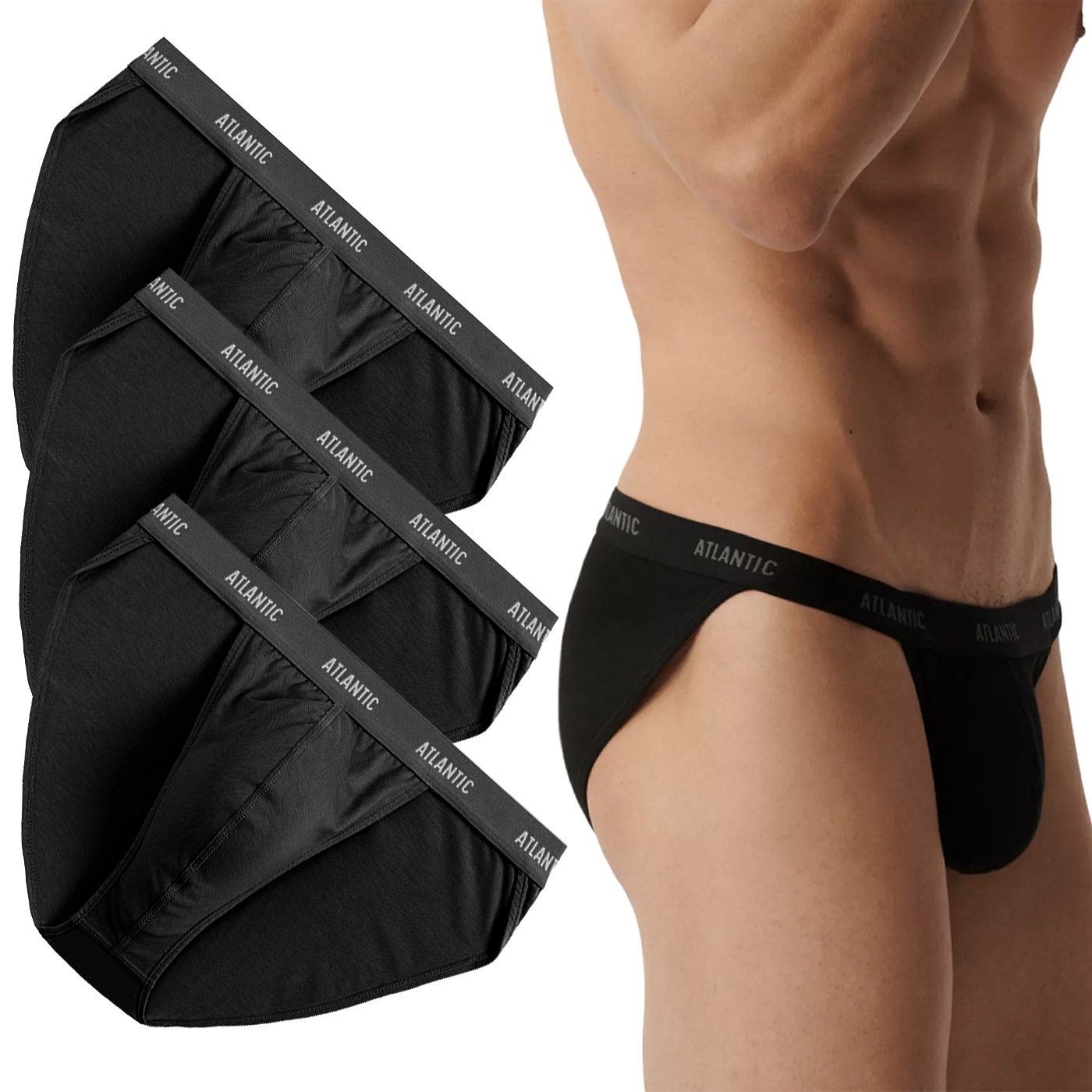 Slipy Tanga Atlantic 3BMP-1582 Sexy pánské Slipy na opasku 3-PAK M