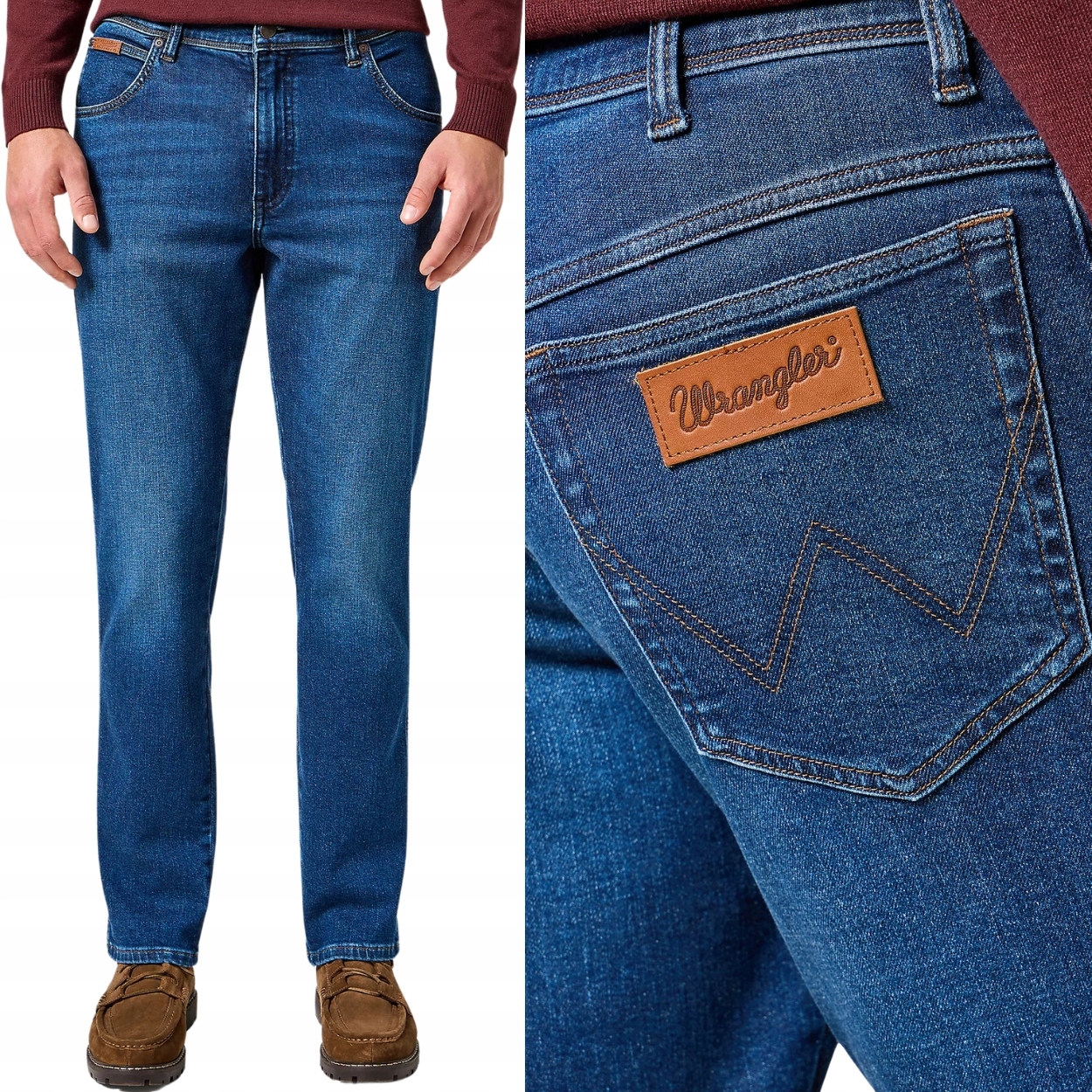 Wrangler Texas Slim Dark Trails 365 Warm teplé džínové kalhoty W31 L32