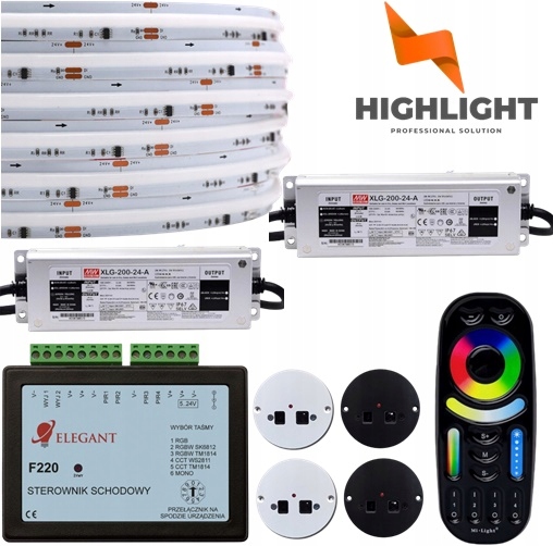 25m Digitálna zostupná súprava F220 Polovičné poschodie Led pásik Cob Rgb 14W 24V WS2811