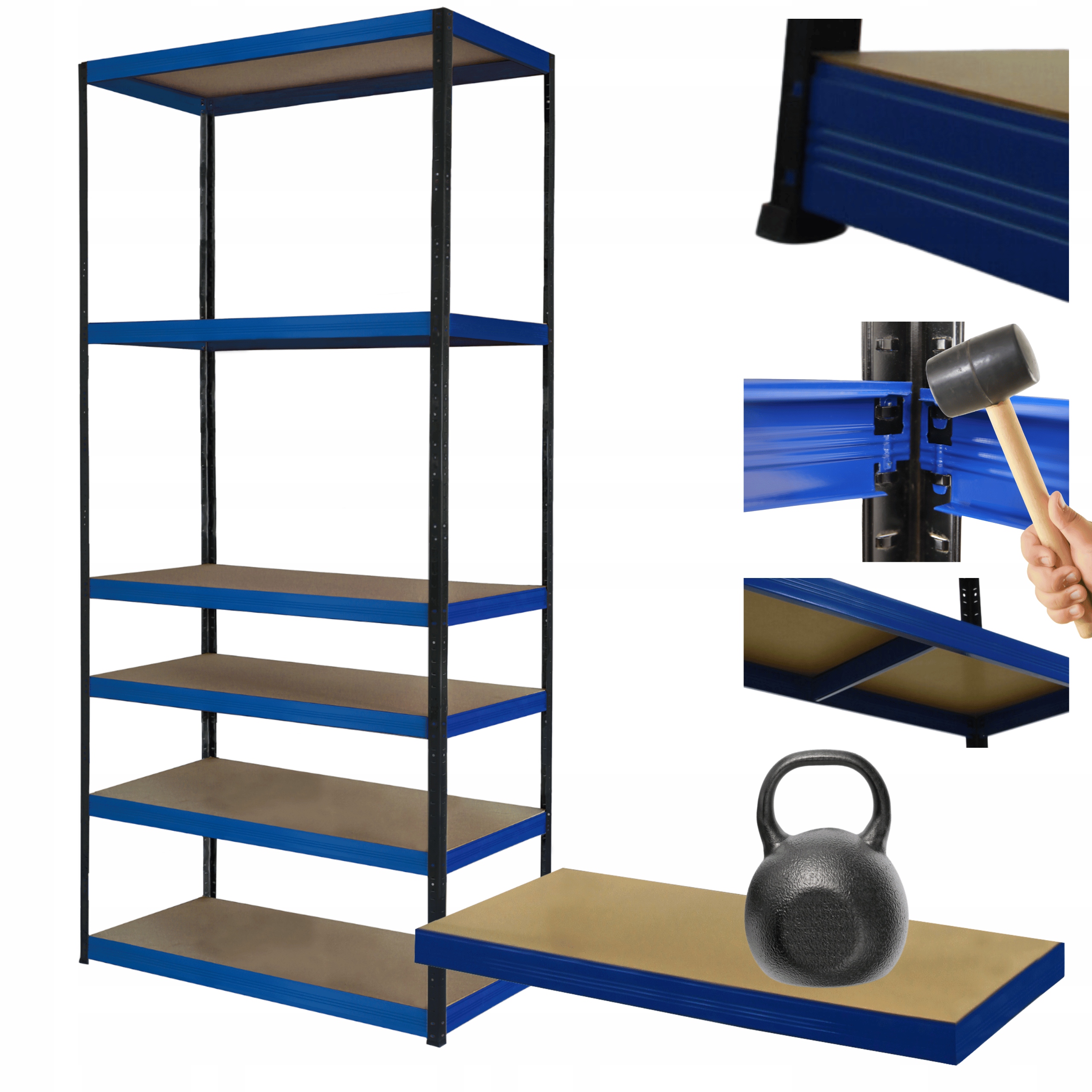 Kovový skladový regál Helios 213x100x40 cm 6Px175 kg Pevná Obloha