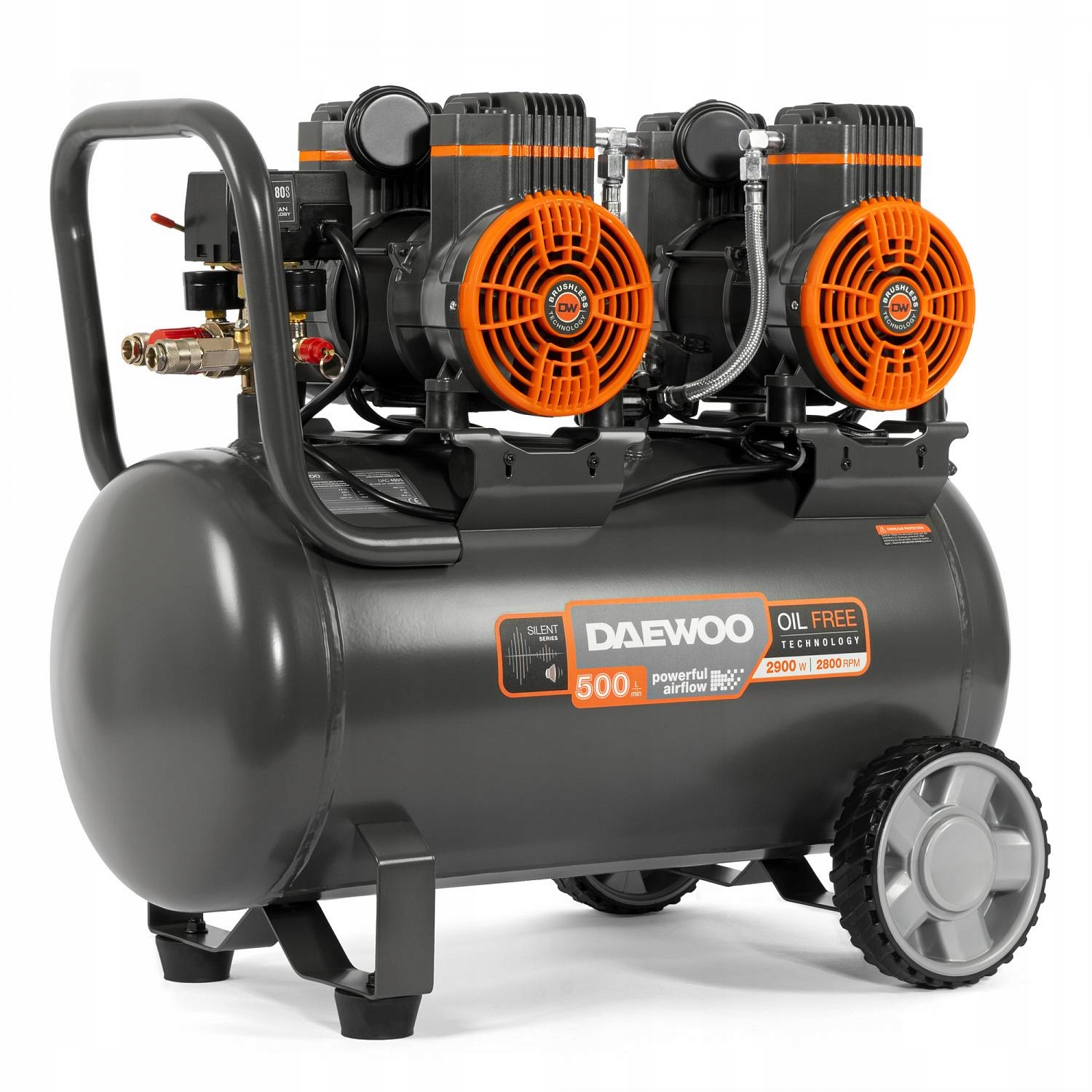 DAEWOO KOMPRESOR BEZOLEJOWY 2,9 kW 500 l/min 8 bar 50L Model DAC 480S