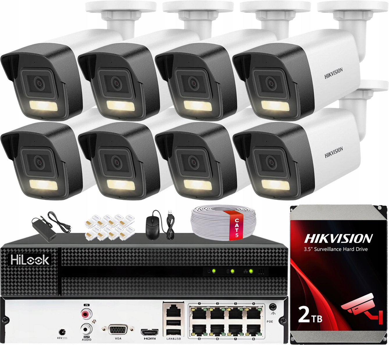 Monitorovací sada pro 8 kamer 4MPX Smart Hybrid Light Hikvision MD2.0 2TB