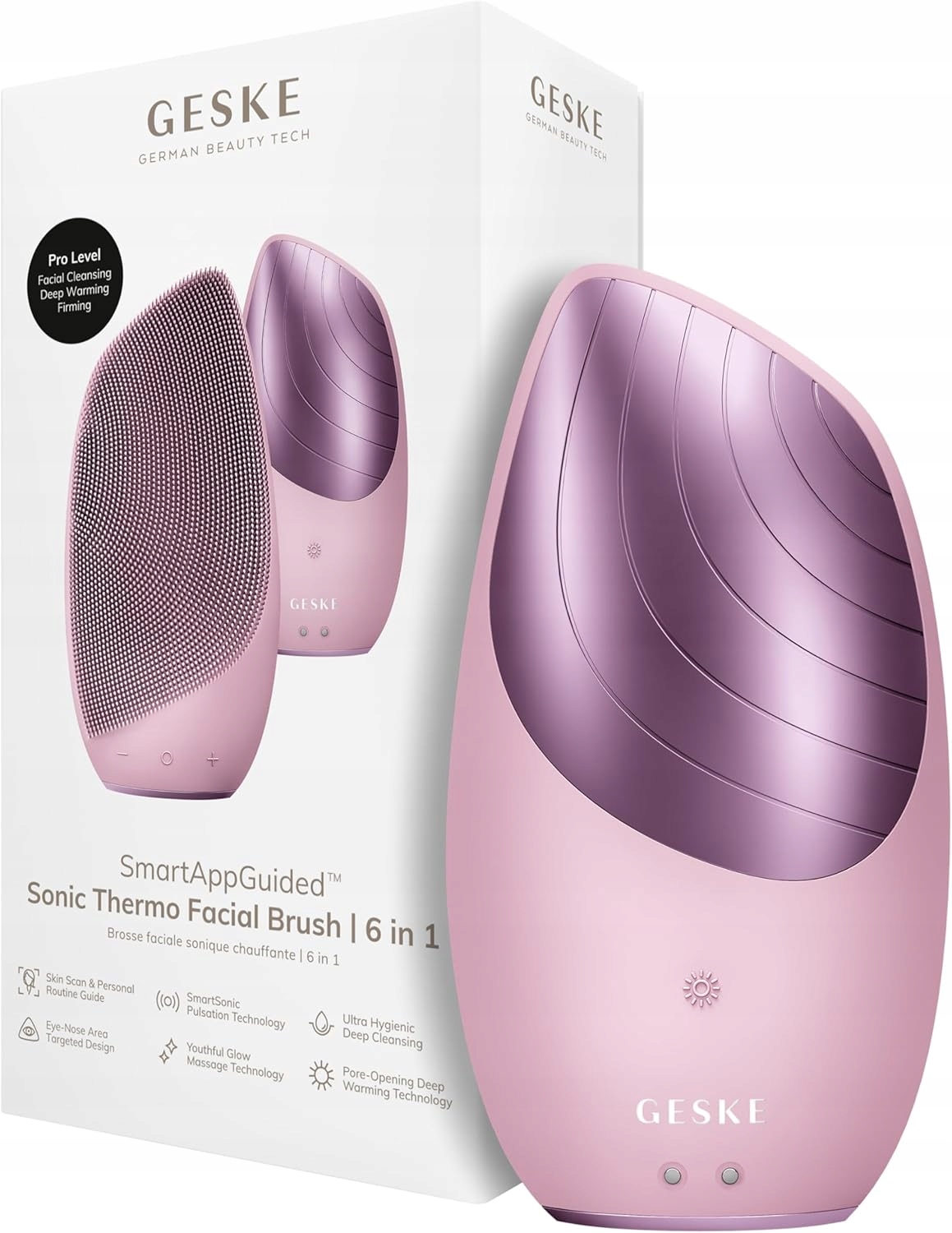 Geske SmartAppGuided Sonic Thermo Facial Brush 6v1 růžový