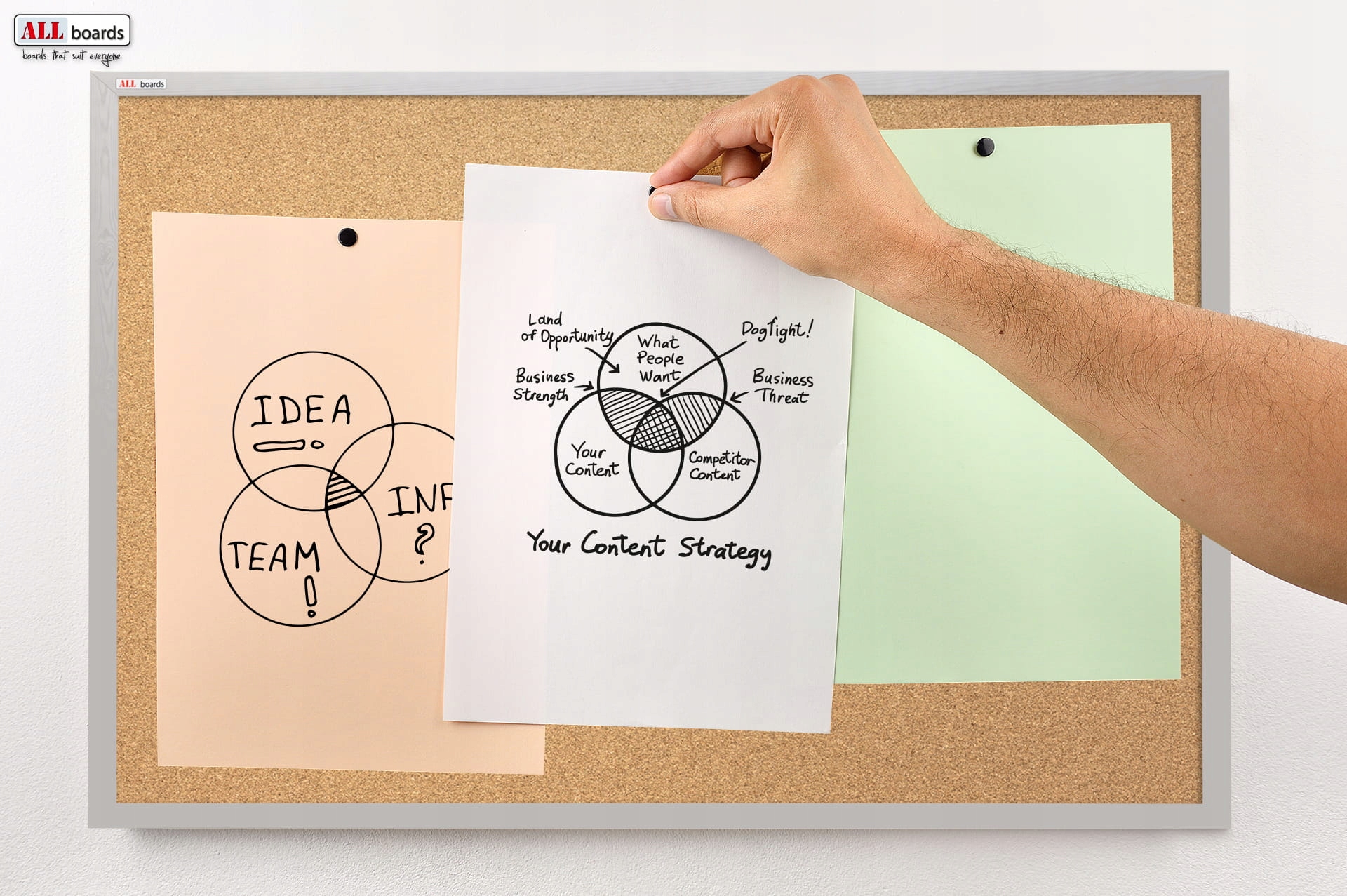 Szara tablica korkowa 60x40 drewniana + pinezki Kod producenta TK64GREY+PIN50